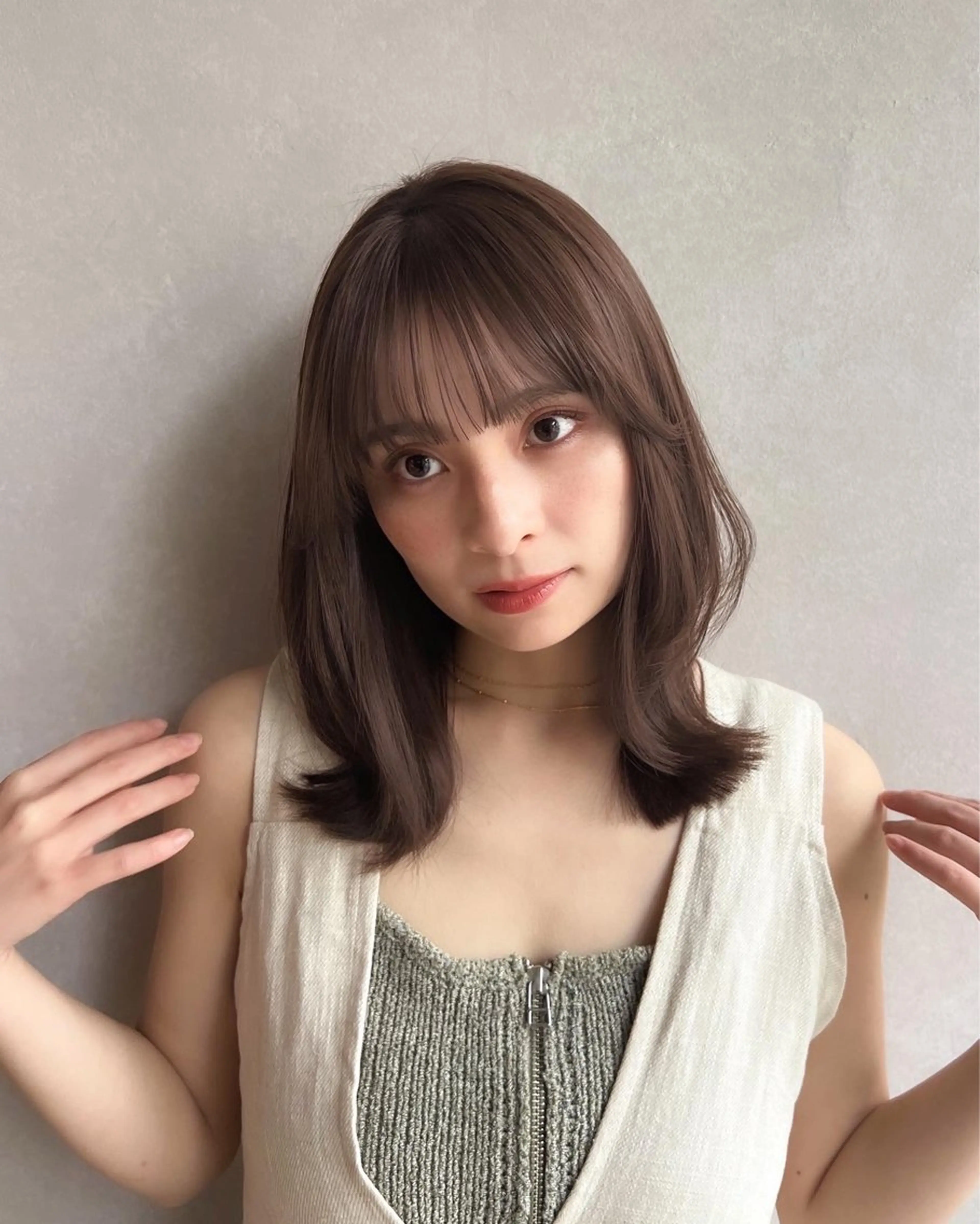 ミディアム くびれヘア ヘアカラー レイヤーカット/ くびれヘア佐藤大空のヘアスタイル