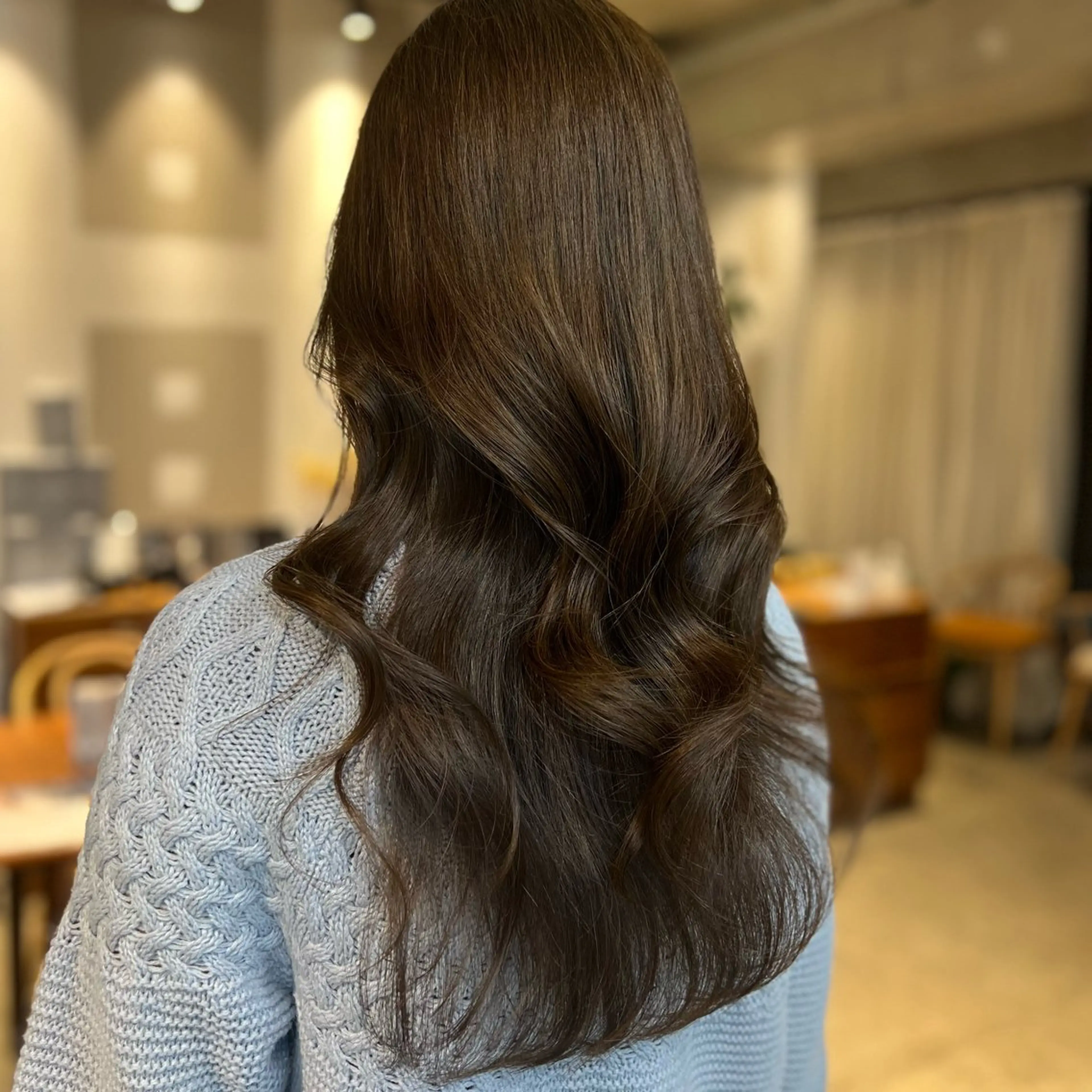 ロング カラー 透明感カラー オレンジ ヘアカラー トリートメント AIN.ANLY 明治神宮前所属・ムツキ/品のある 艶カラー/縮毛矯正のヘアスタイル