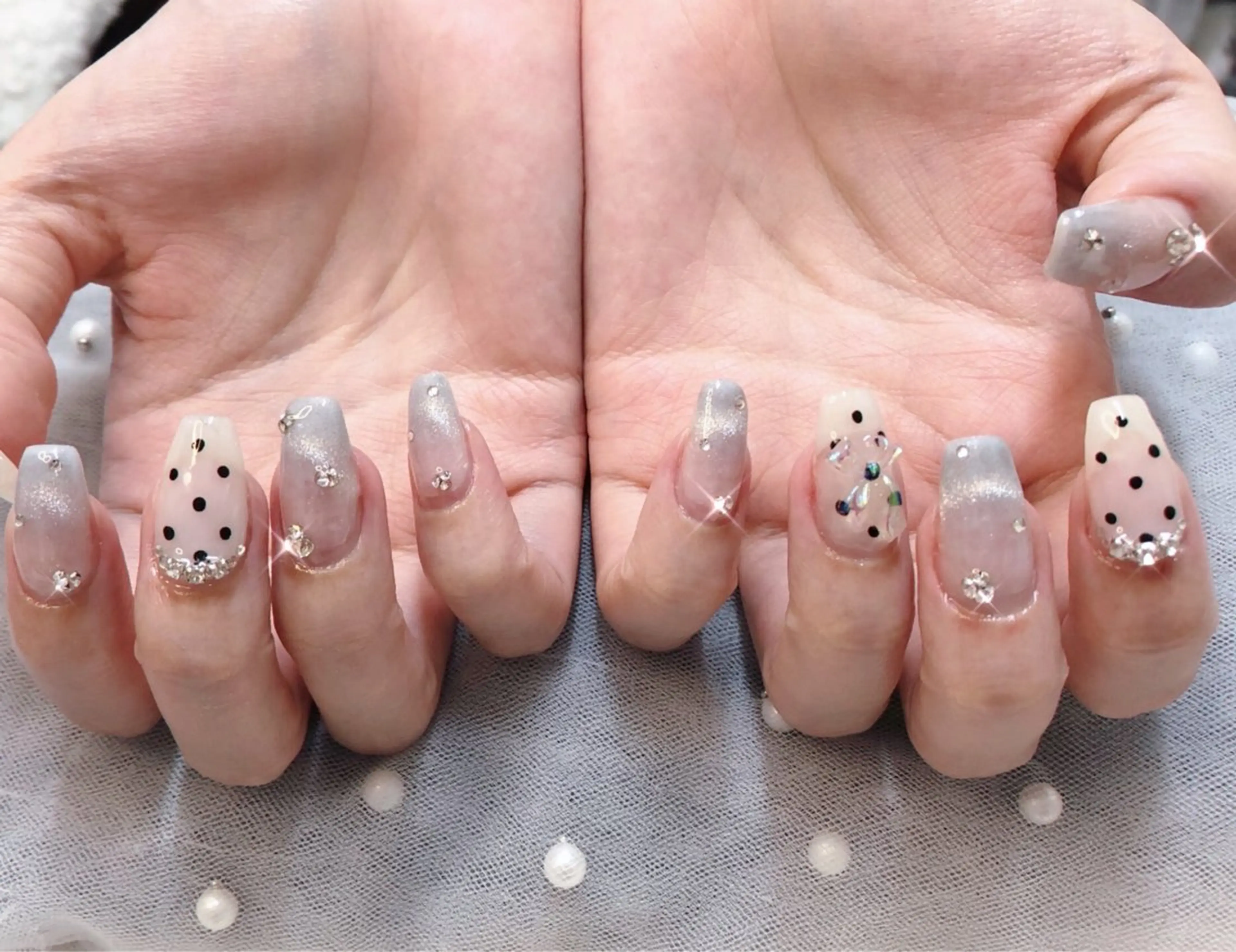 ネイル フレンチネイル ジェルネイル ガラスフレンチ 韓国ネイル マグネットネイル 大門浜松町 ネイルのネイルデザイン