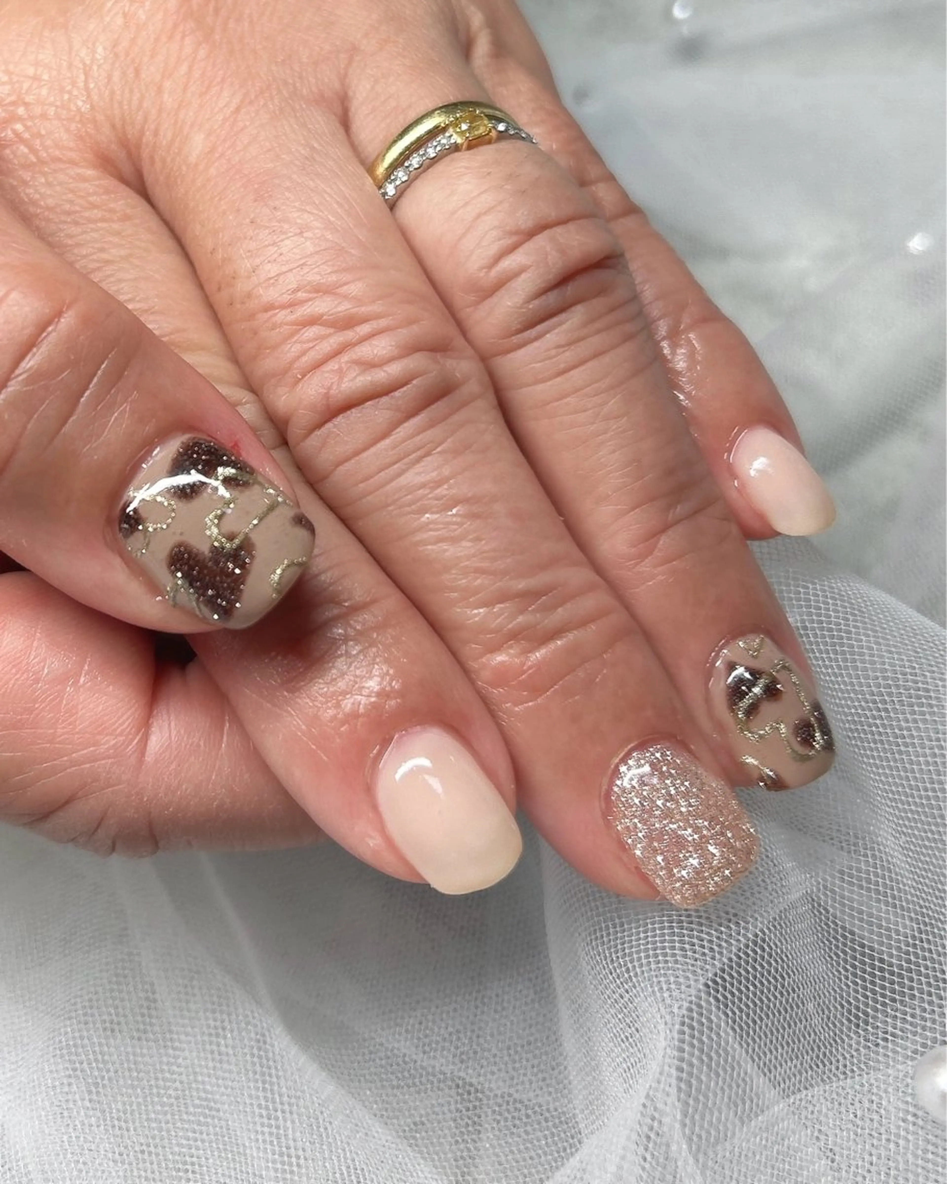 ネイル アートネイル フラッシュネイル ハート ハンドネイル ten nail salon　かえでのネイルデザイン