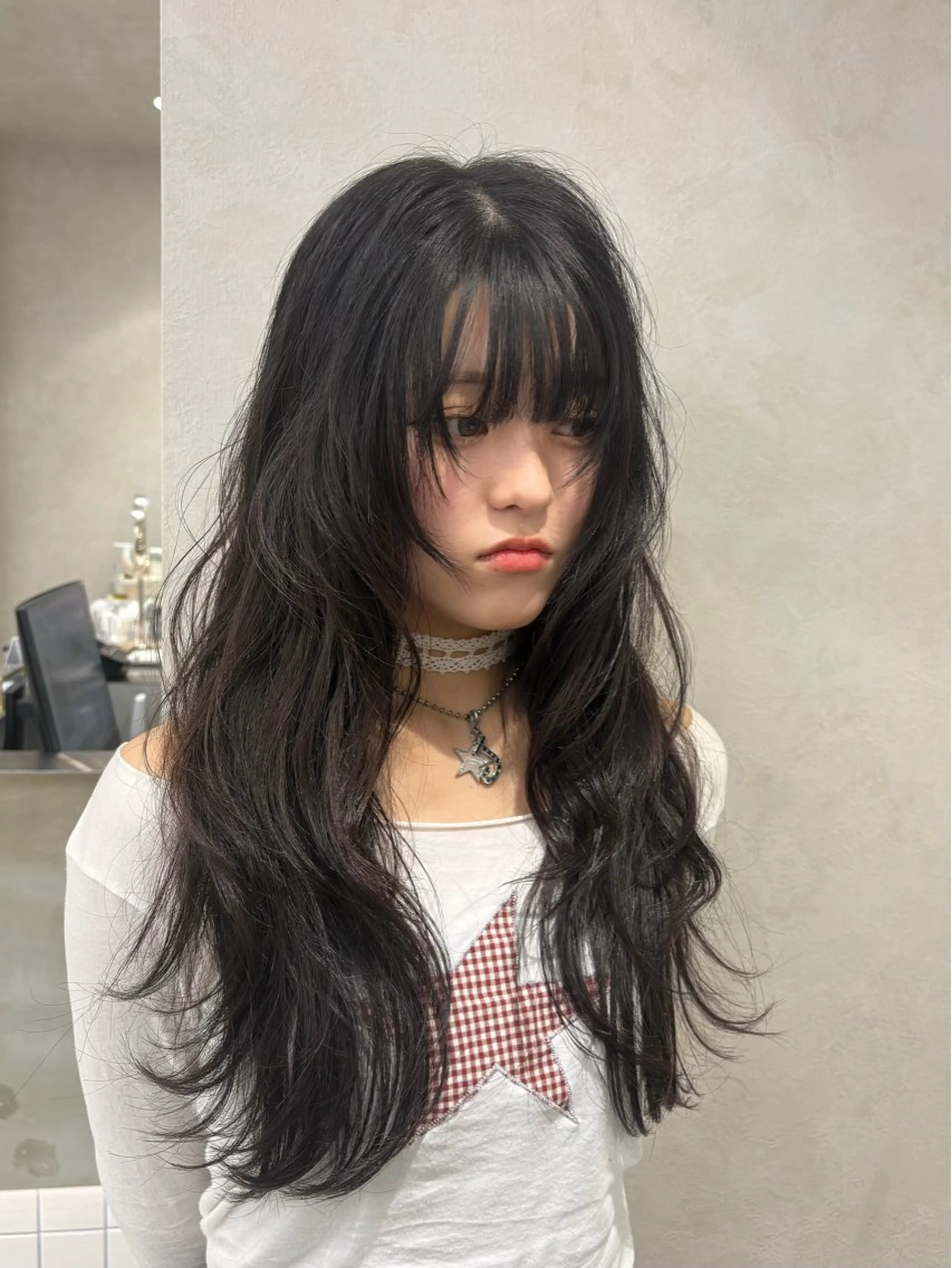 ロング ハッシュカット ハイレイヤー 韓国風ヘア レイヤーカット Lond mare ✂︎YUTAのヘアスタイル