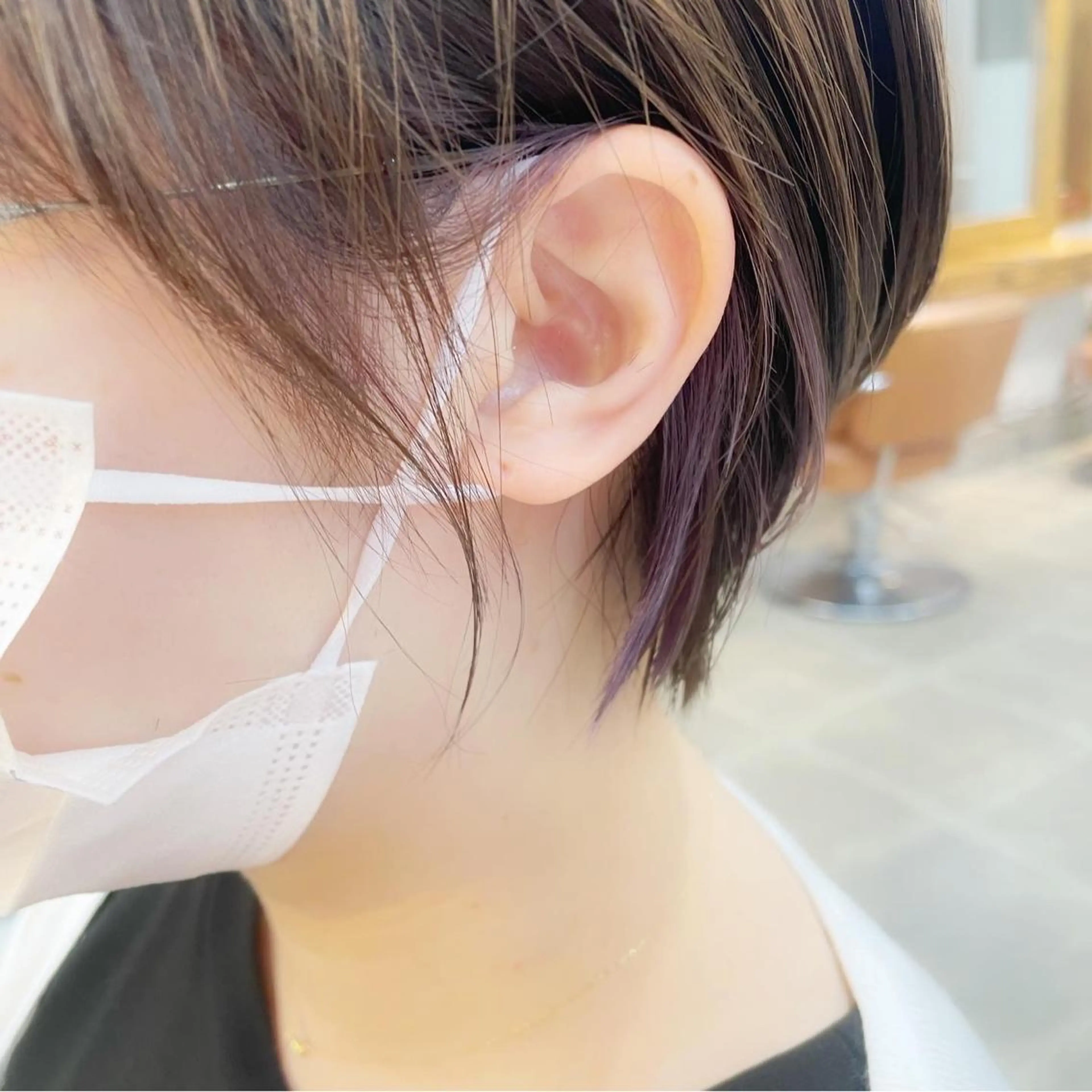 ショート カラー ショートレイヤー 丸みショート グラデーションカラー くびれヘア くせ毛 newline銀座所属・銀座ショート/ 大人ショート/金子涼のヘアスタイル