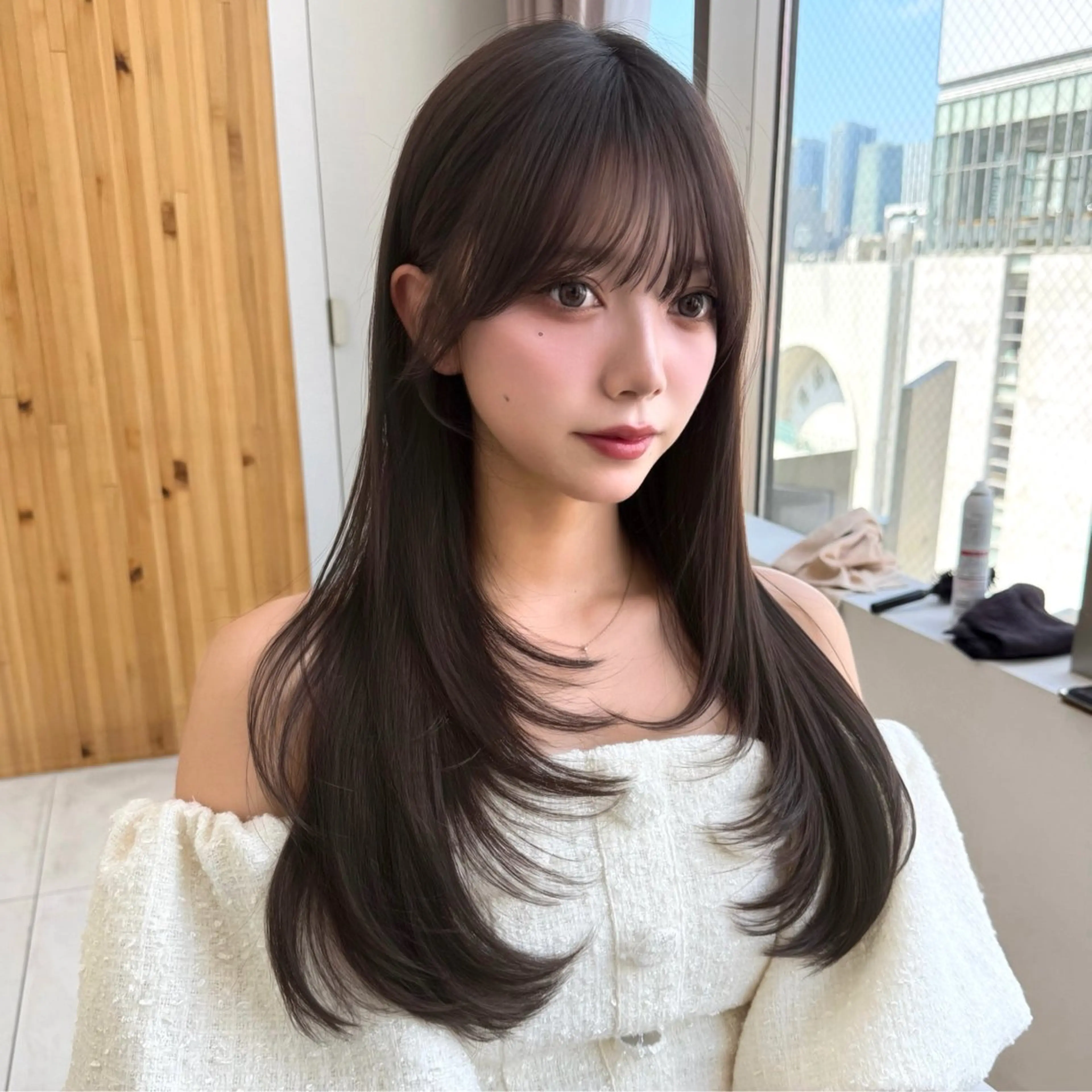 ロング カラー カット ヘアカラー トリートメント 結べるレイヤー/ ミディアム/島田 佑のヘアスタイル