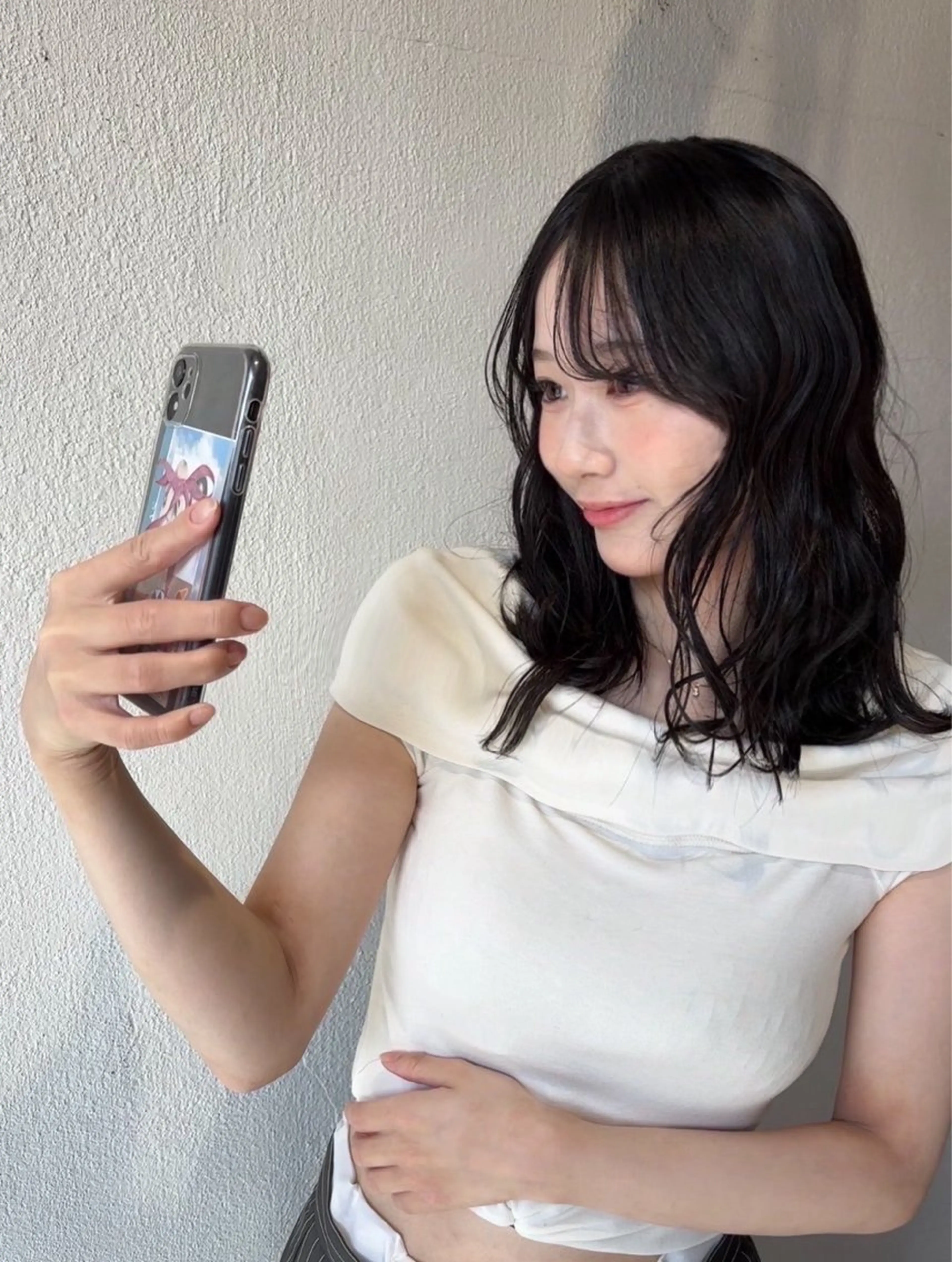 ミディアム カラー 黒髪 ナチュラルブラック ヘアカラー トリートメント Fukuma Karinのヘアスタイル