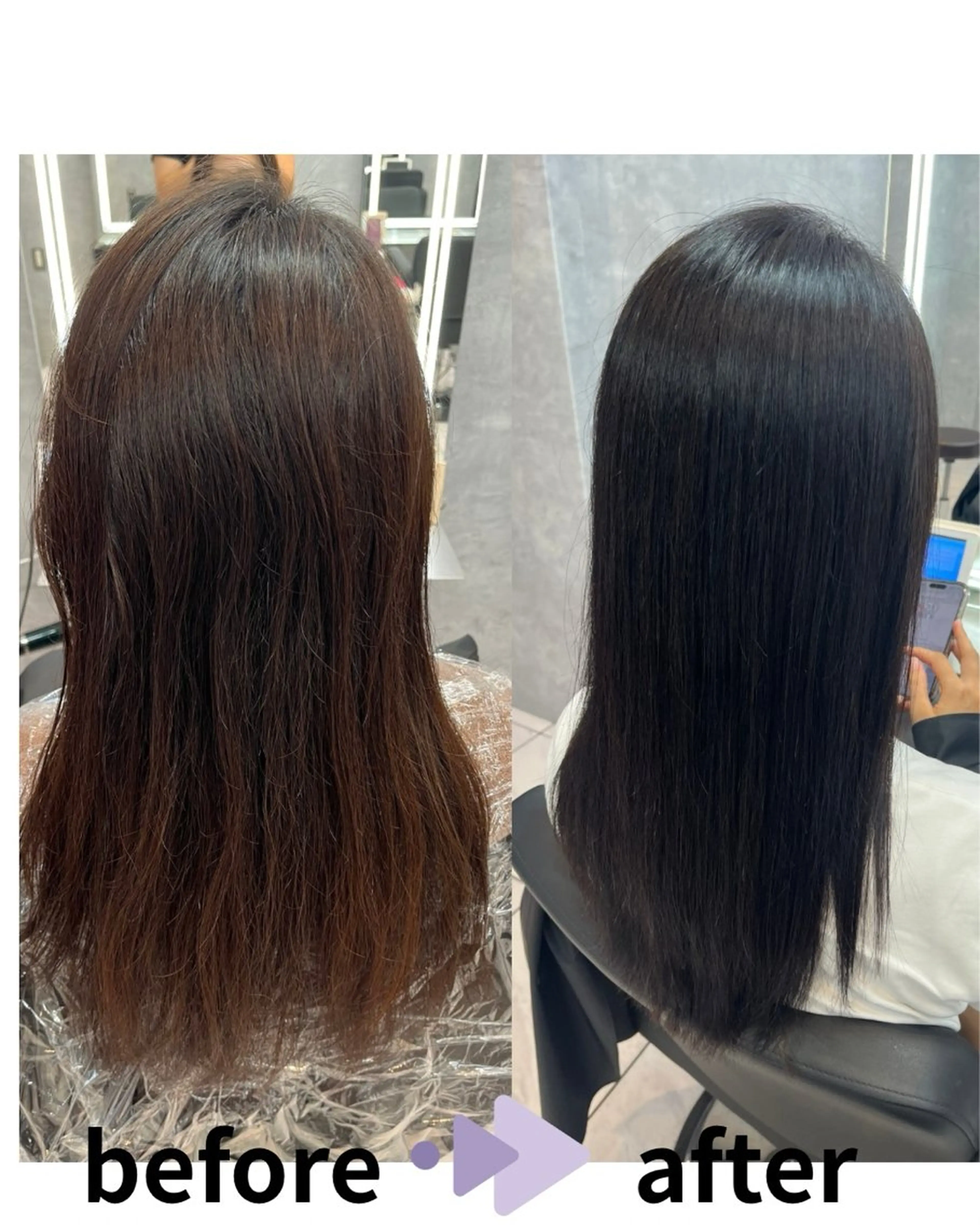 ミディアム パーマ 髪質改善 縮毛矯正 カット ヘアカラー 縮毛矯正 トリートメント ill【イル】天神西通り店所属・髪質改善縮毛矯正/暖 色カラー/ウエダカナのヘアスタイル