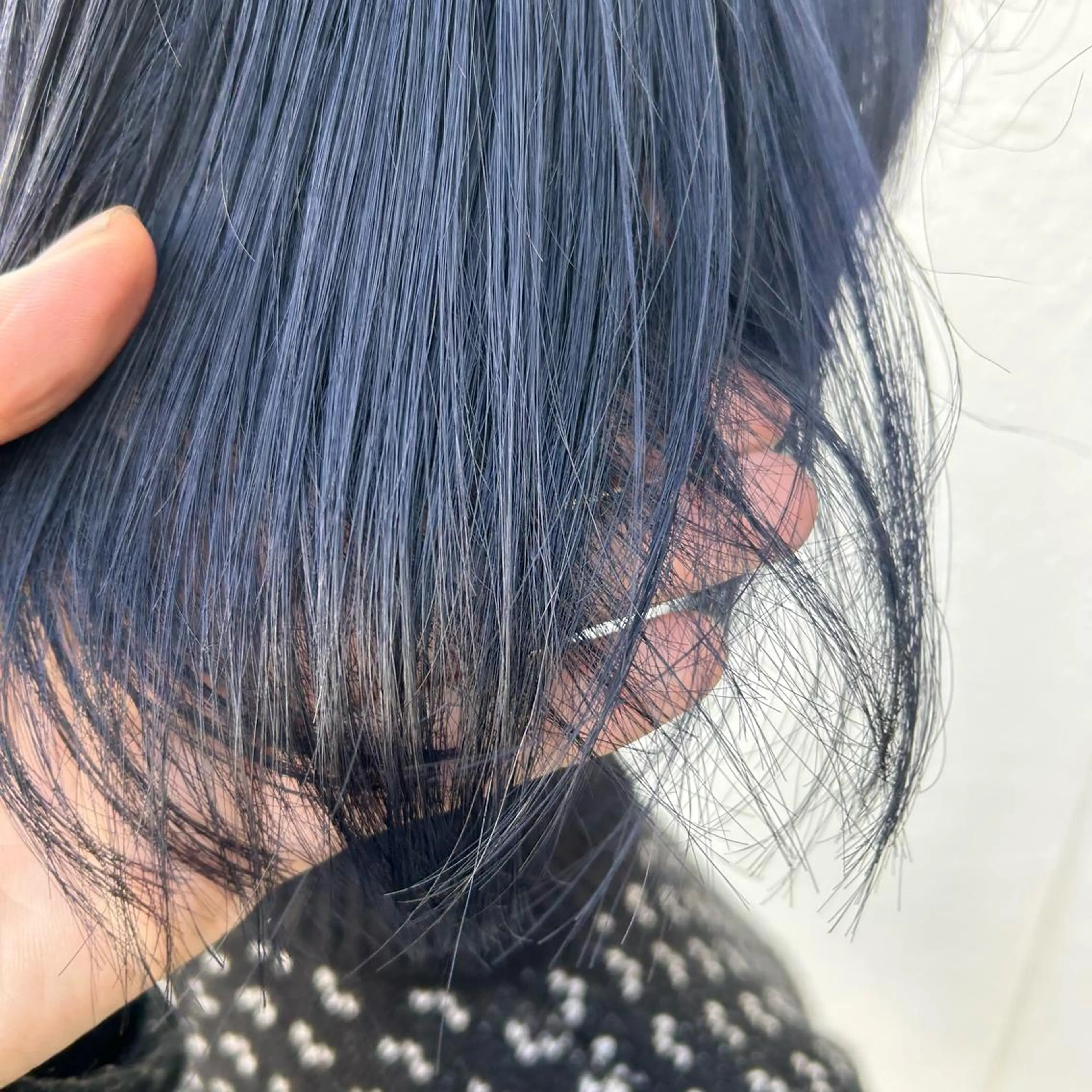 ミディアム カラー 黒髪 ブルーカラー ブルーブラック カツキ/GARTE 代官山のヘアスタイル