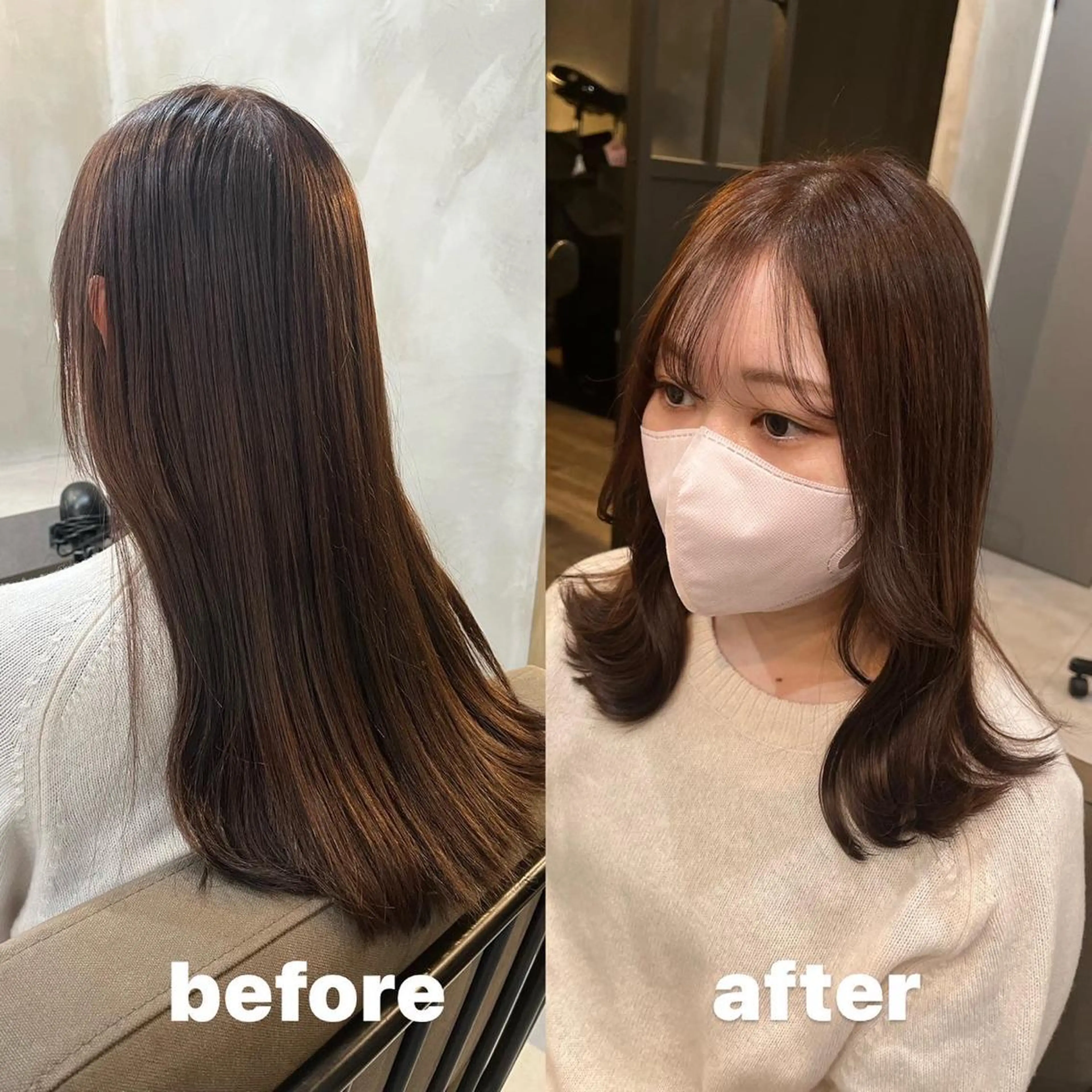 セミロング カラー くびれヘア くびれレイヤー レイヤーカット RIYA❤︎ Aujuaソムリエのヘアスタイル
