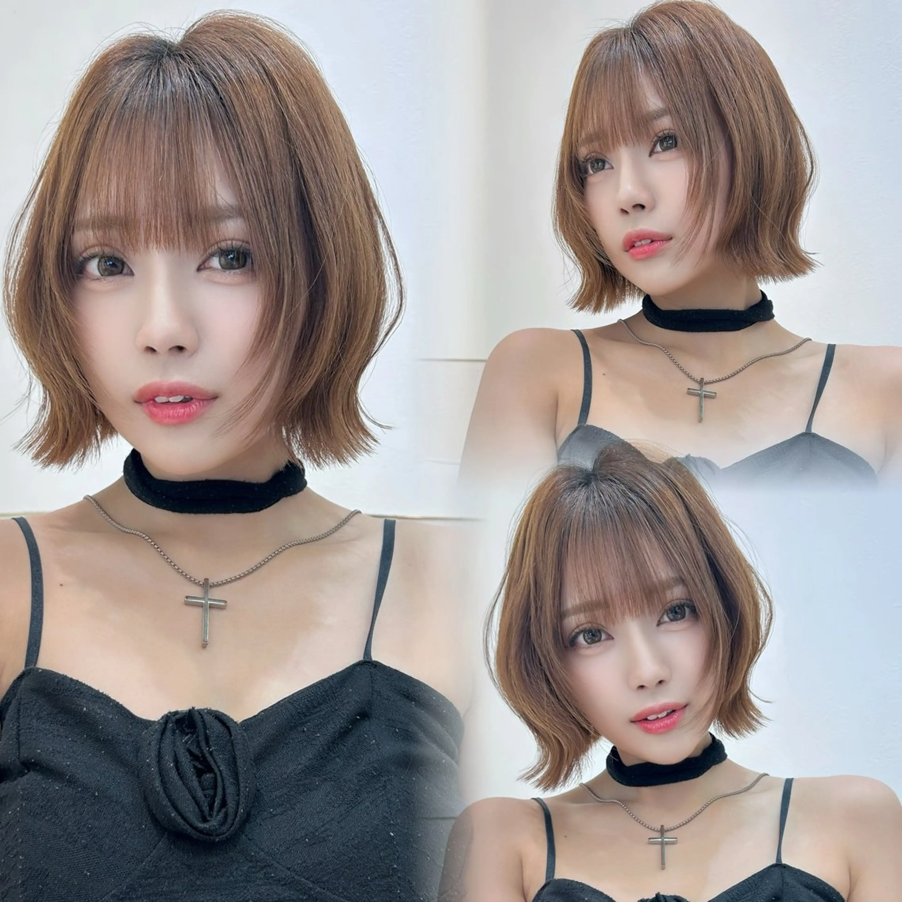 ショート カラー ボブレイヤー ボブ くびれヘア 顔まわりレイヤー 顔周りカット カット ヘアカラー トリートメント レイヤー/ボブ/ 髪質改善/梶川 夏季のヘアスタイル