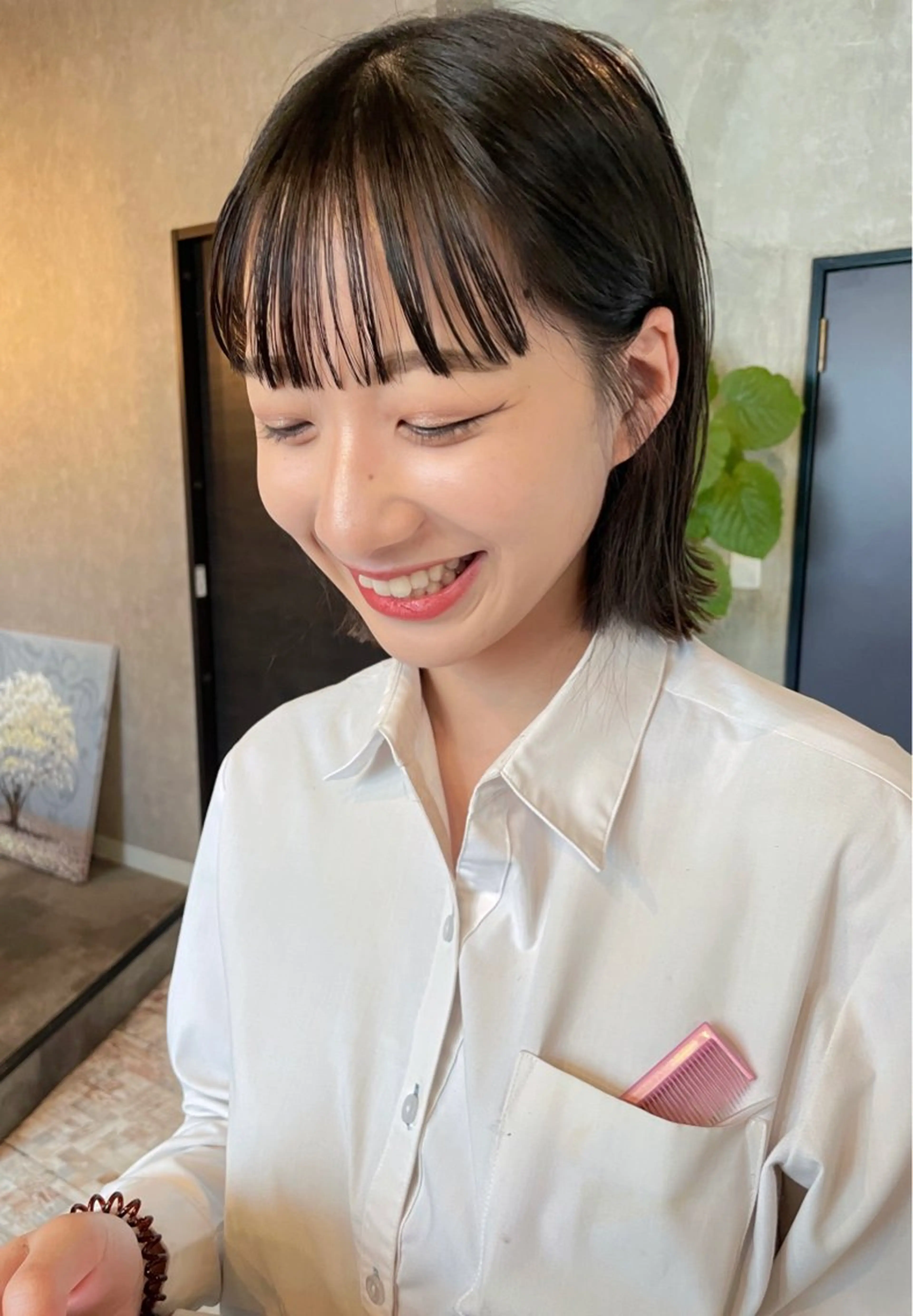 ショート カット 縮毛矯正 risako🇰🇷 韓国ヘア/レイヤーのヘアスタイル