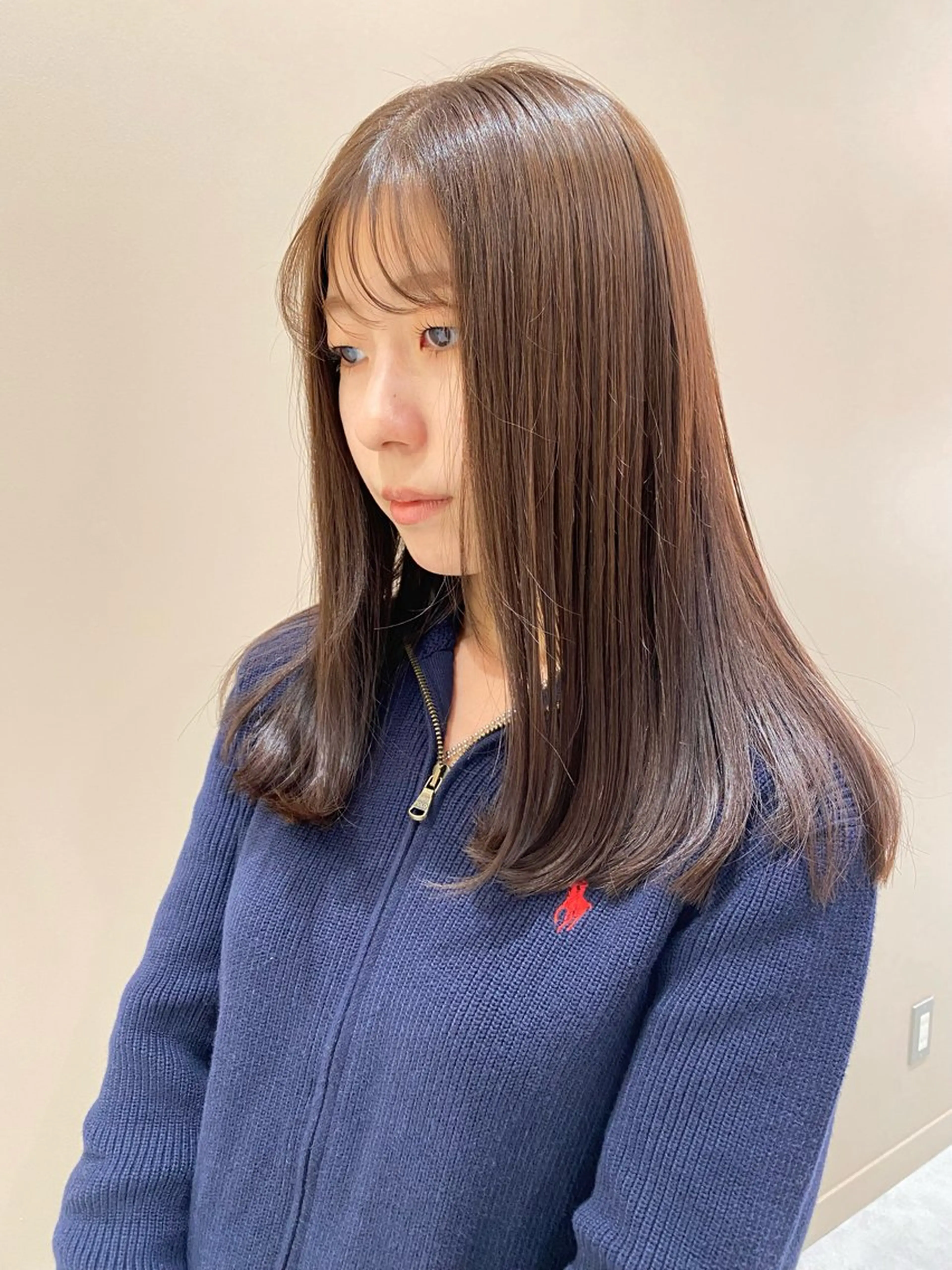 ミディアム カラー ベージュカラー ブラウンカラー ブラウンベージュ ヘアカラー トリートメント ベージュ/アレンジ /横浜/杉本千夏のヘアスタイル