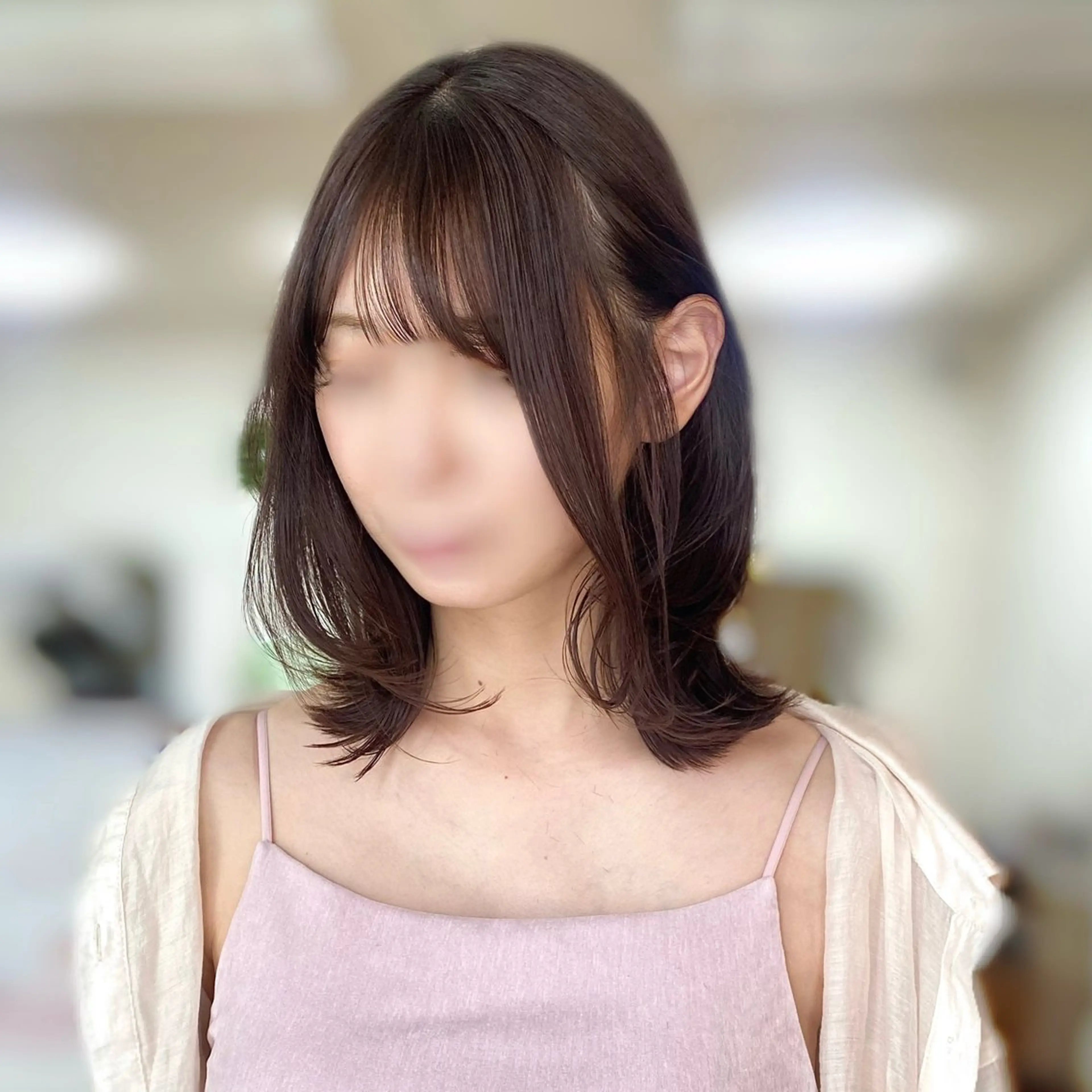 セミロング カラー ブラウンカラー ラベンダーカラー ラベンダーブラウン くびれヘア 🥣 hashi 🛋️のヘアスタイル