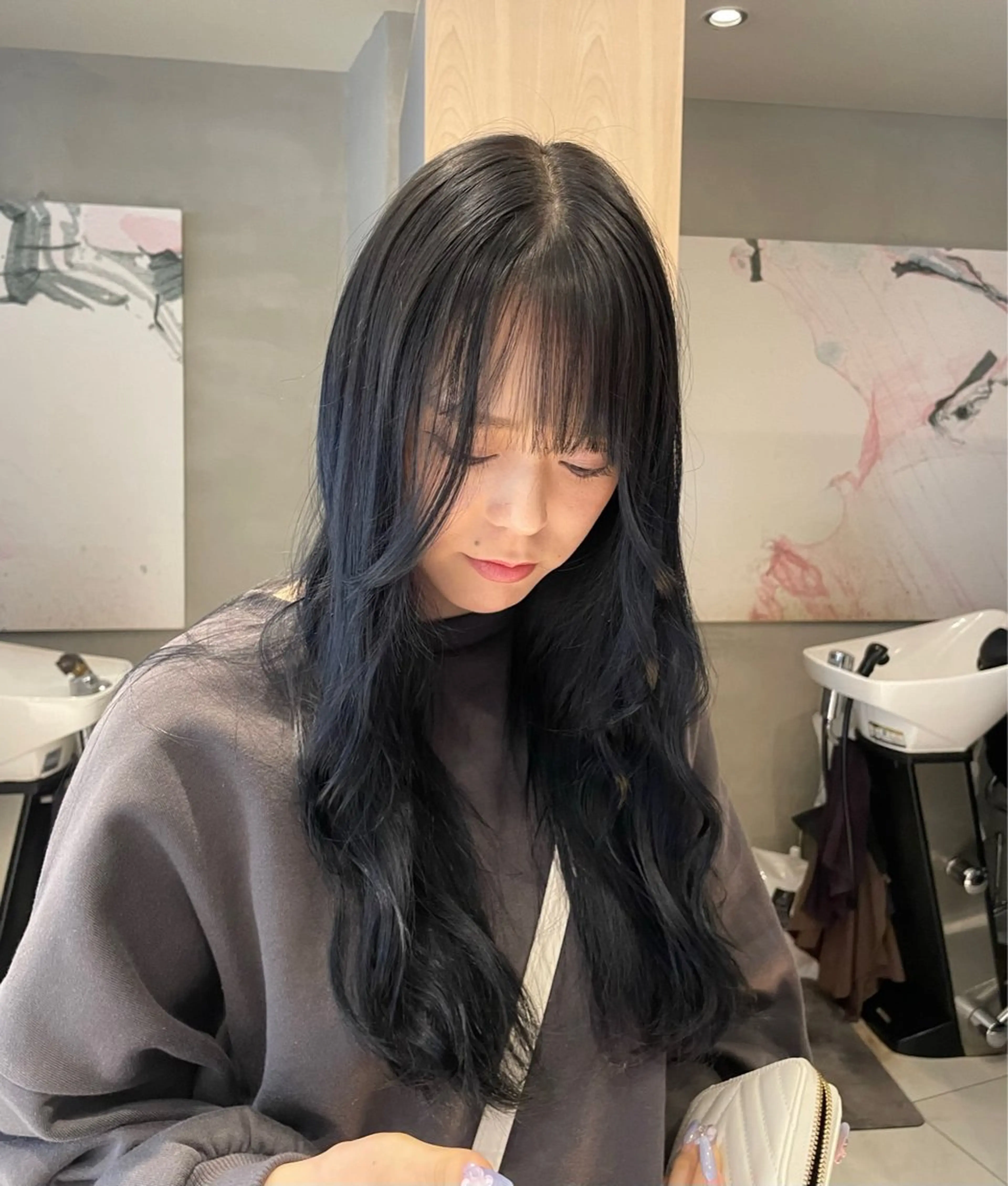 ロング カラー ヘアアレンジ ヘアカラー トリートメント ヘッドスパ ヘアセット 艶髪/レイヤーカット 🐣misakiのヘアスタイル