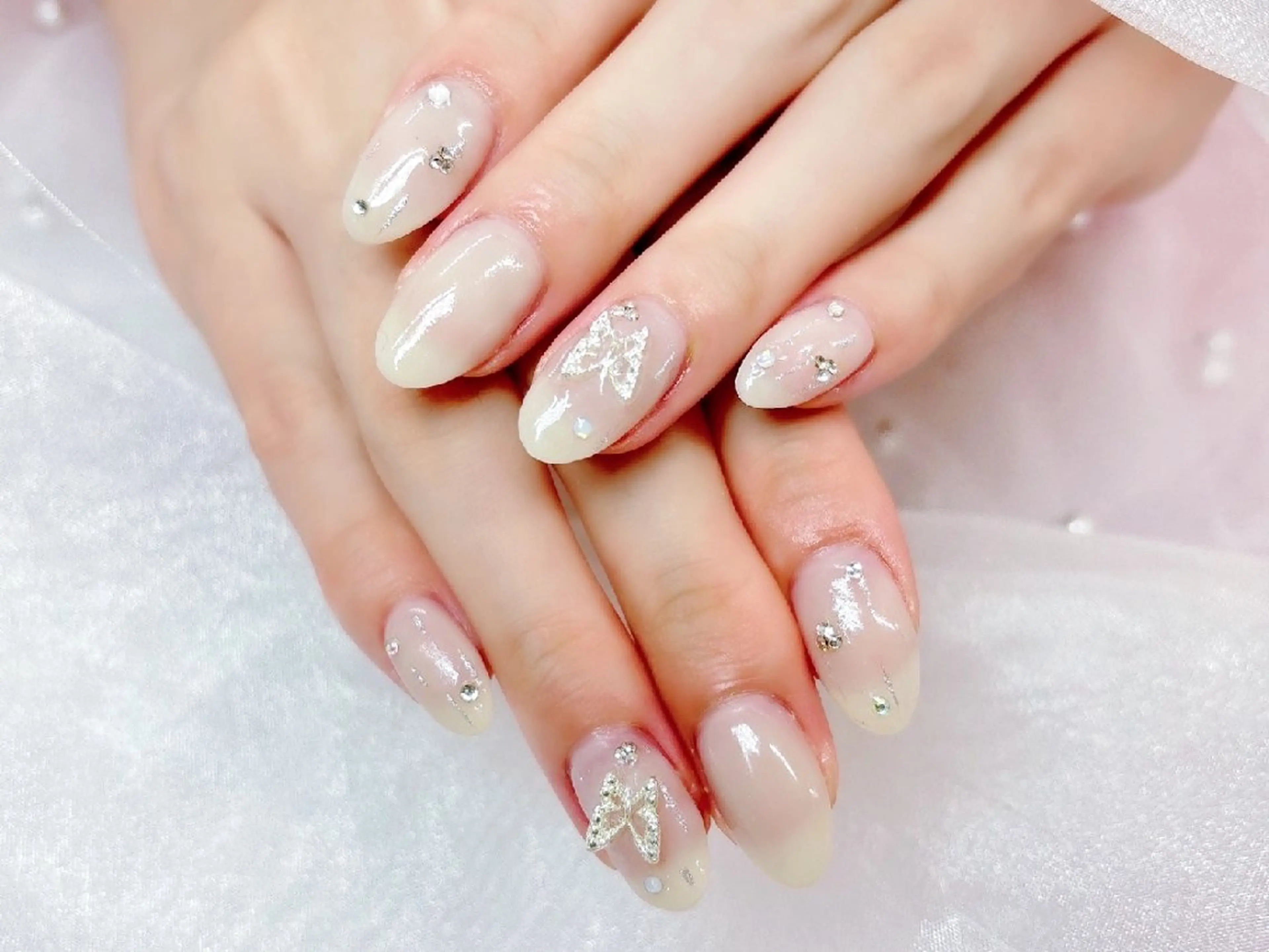 ネイル チークネイル 長さ出し フラッシュネイル フレンチネイル ジェルネイル Chouette Nailのネイルデザイン