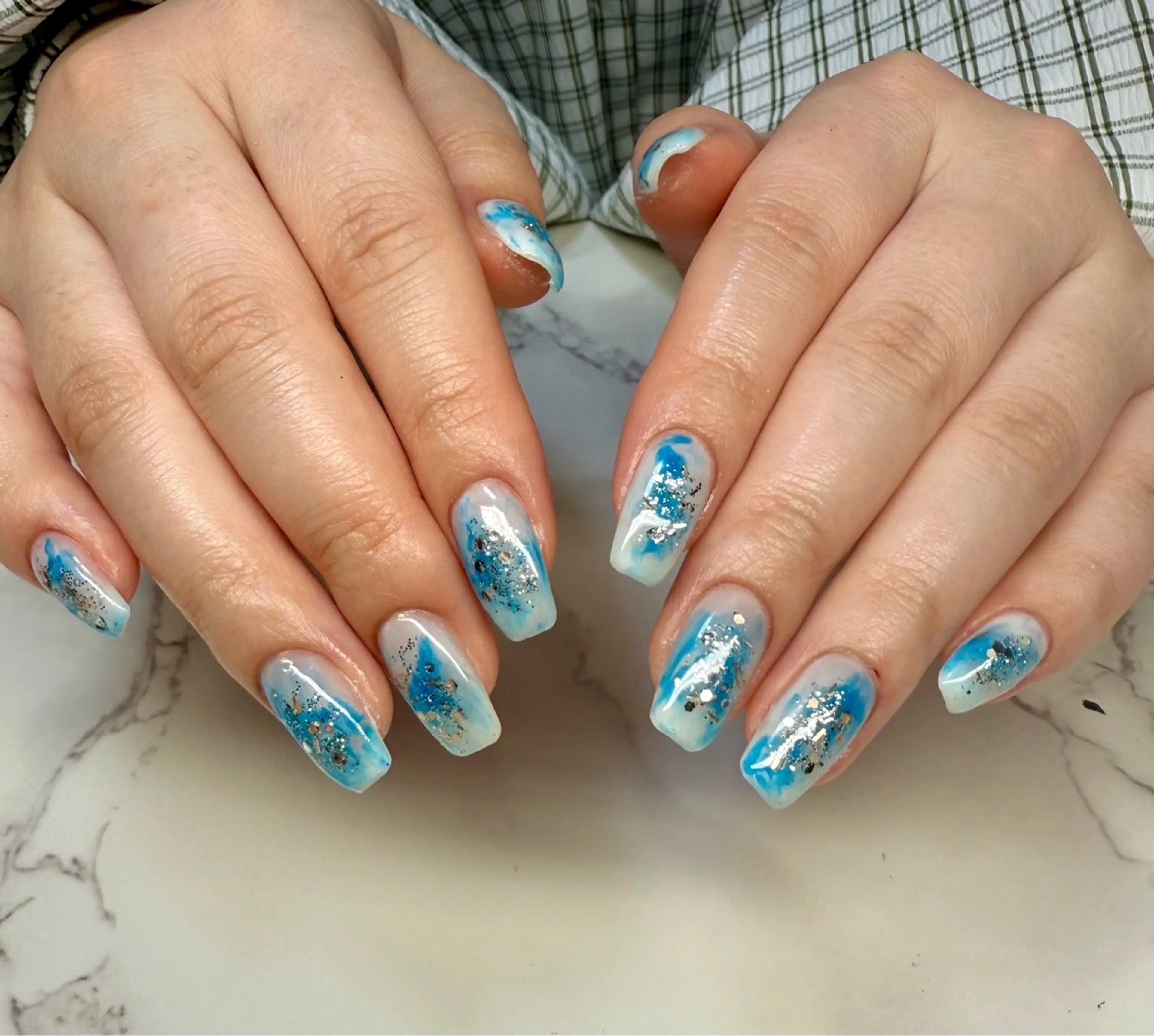 ネイル アートネイル チークネイル フレンチネイル 氷ネイル・うるうるネイル キラキラネイル M.N_ nailのネイルデザイン