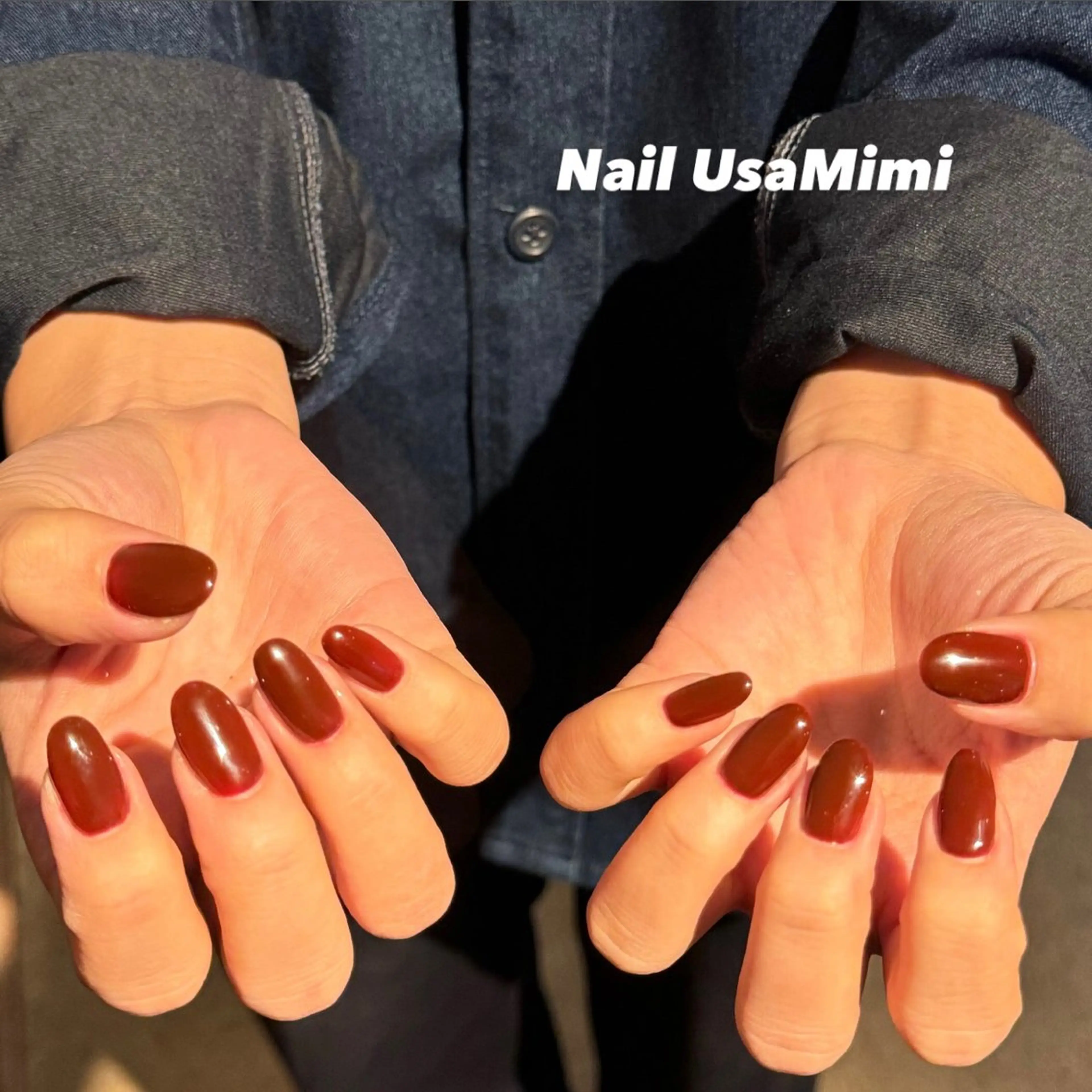 ネイル ボルドー ワンカラーネイル 本町ネイルNail UsaMimiのネイルデザイン