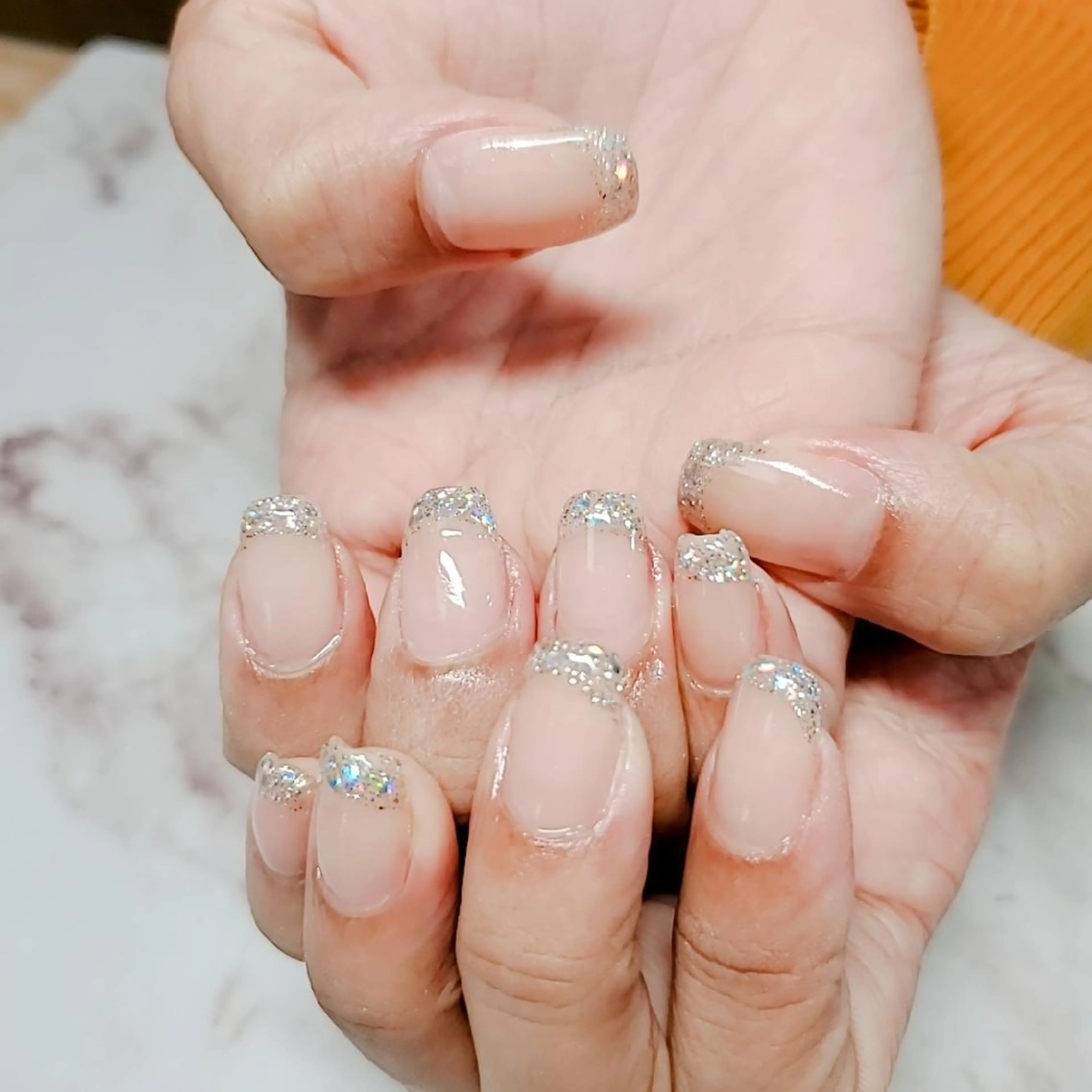 ネイル フレンチネイル キラキラネイル ラメ(グリッター) ワンカラーネイル ハンドネイル ネイルサロンベルティ .ひとみのネイルデザイン