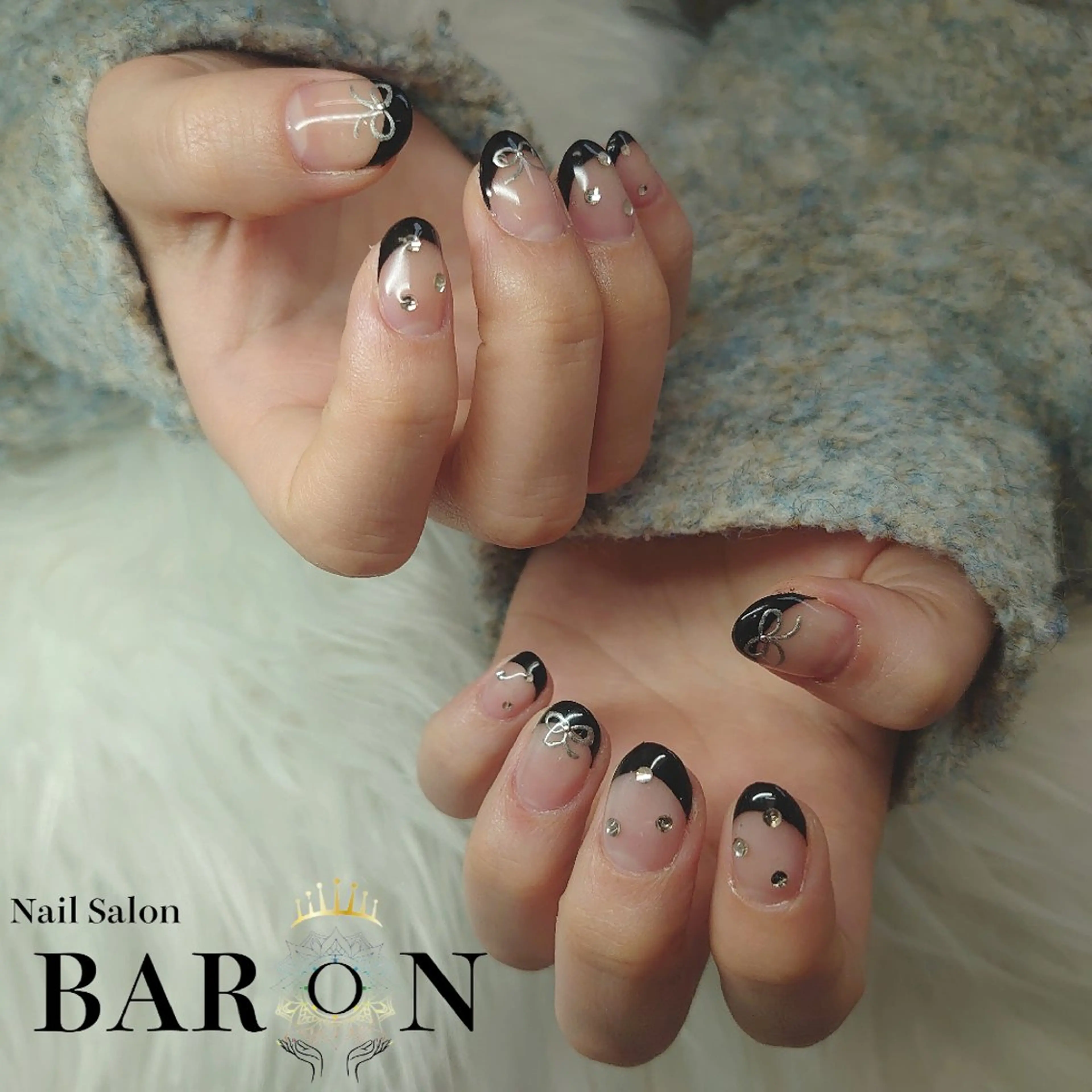 ネイル フレンチネイル 持ち込み リボン ♛BARON♛ AOIのネイルデザイン