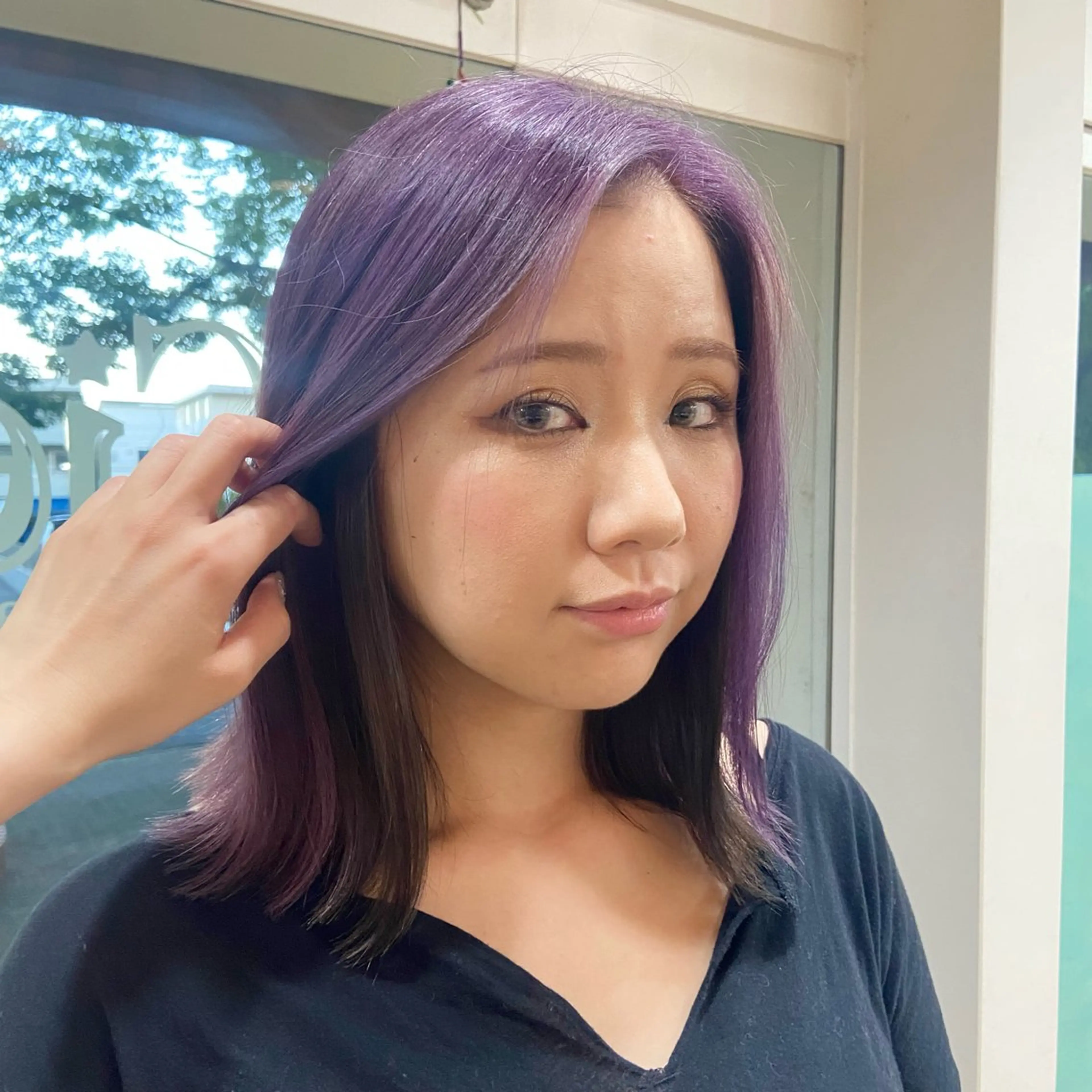 ミディアム カラー ラベンダーカラー カット ヘアカラー トリートメント 伏見稲荷/髪質改善/ ブリーチ/西川奈穂のヘアスタイル