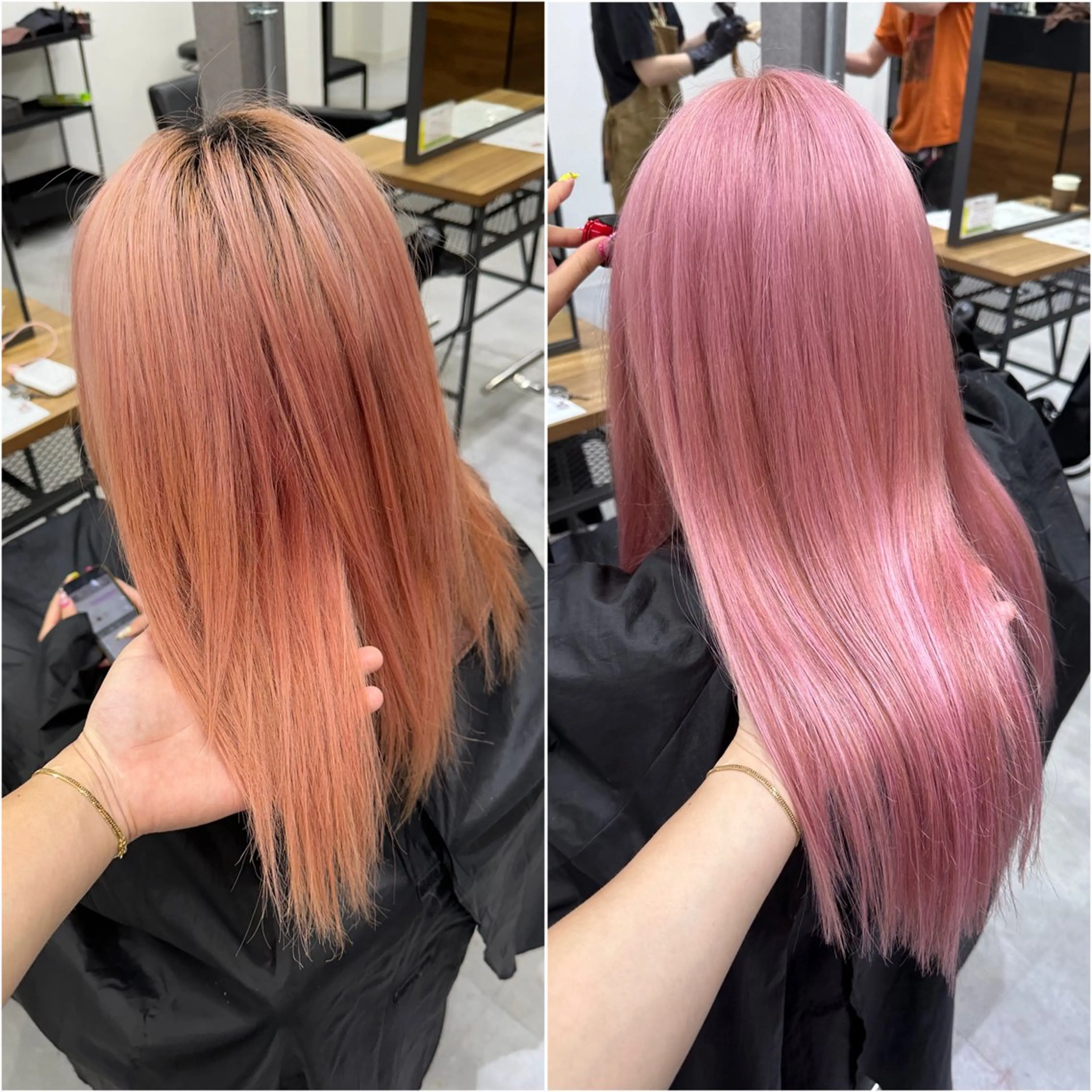 セミロング カラー シールエクステ ダブルカラー ハイトーンカラー ピンクカラー エクステ ヘアカラー トリートメント エクステ KEISUKE🧡 カラー/エクステのヘアスタイル