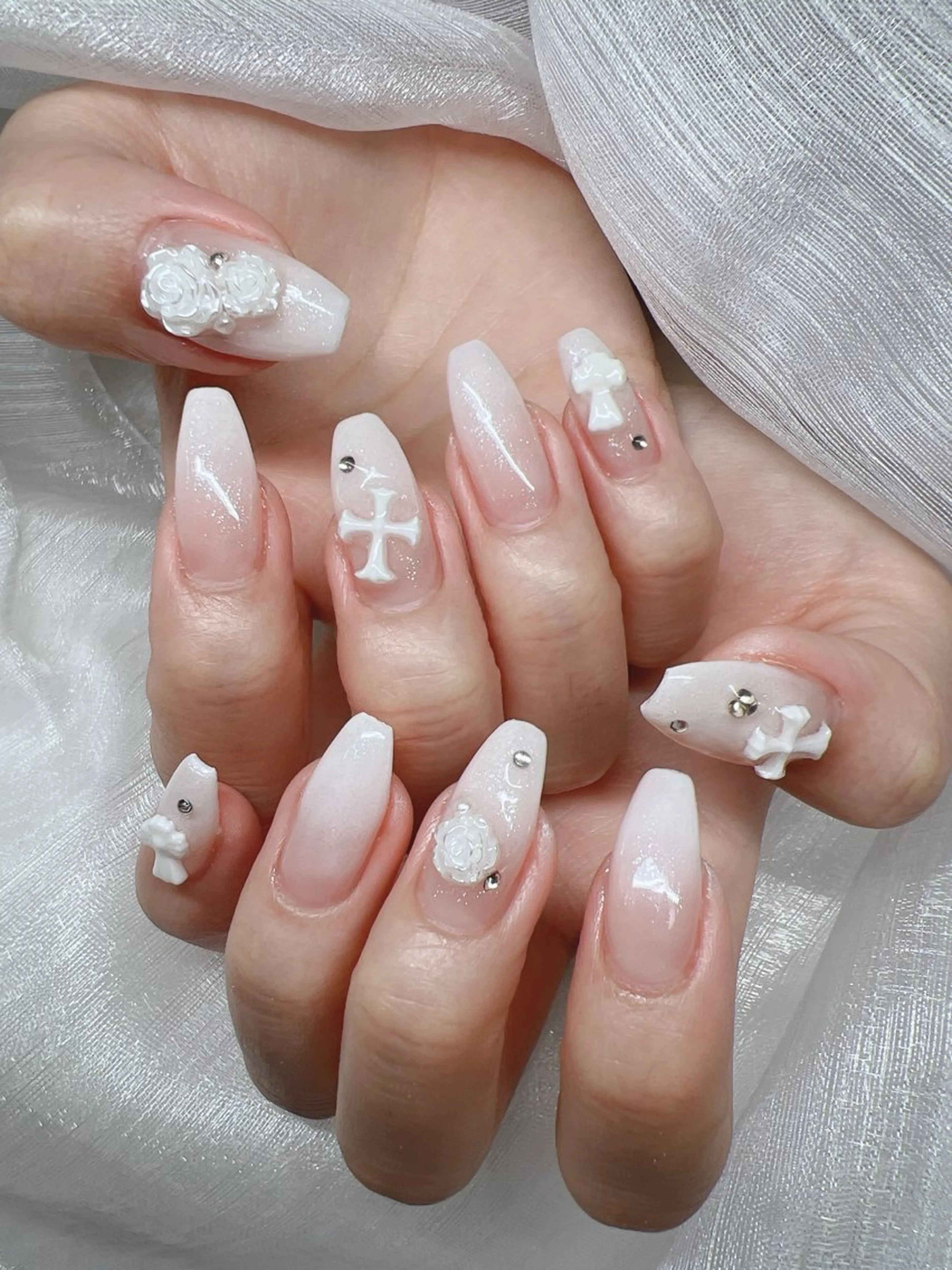 ネイル 長さ出し グラデーション キラキラネイル マグネットネイル ニュアンスネイル ハンドネイル Lee Nails チップ長さだし専門店のネイルデザイン