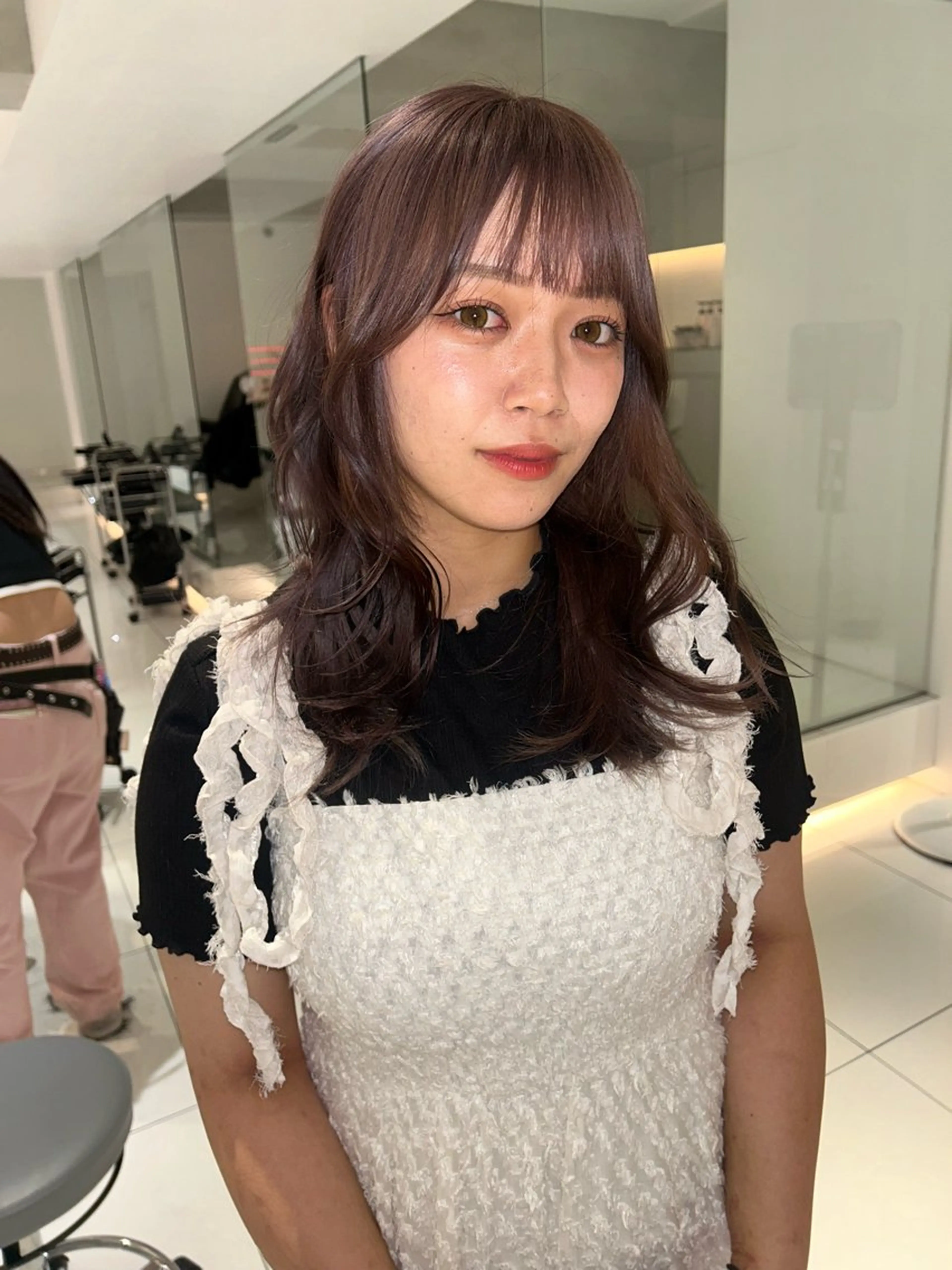 セミロング カラー ベージュカラー ラベンダーカラー ラベンダーベージュ カット ヘアカラー 丸みショート /nagisaのヘアスタイル