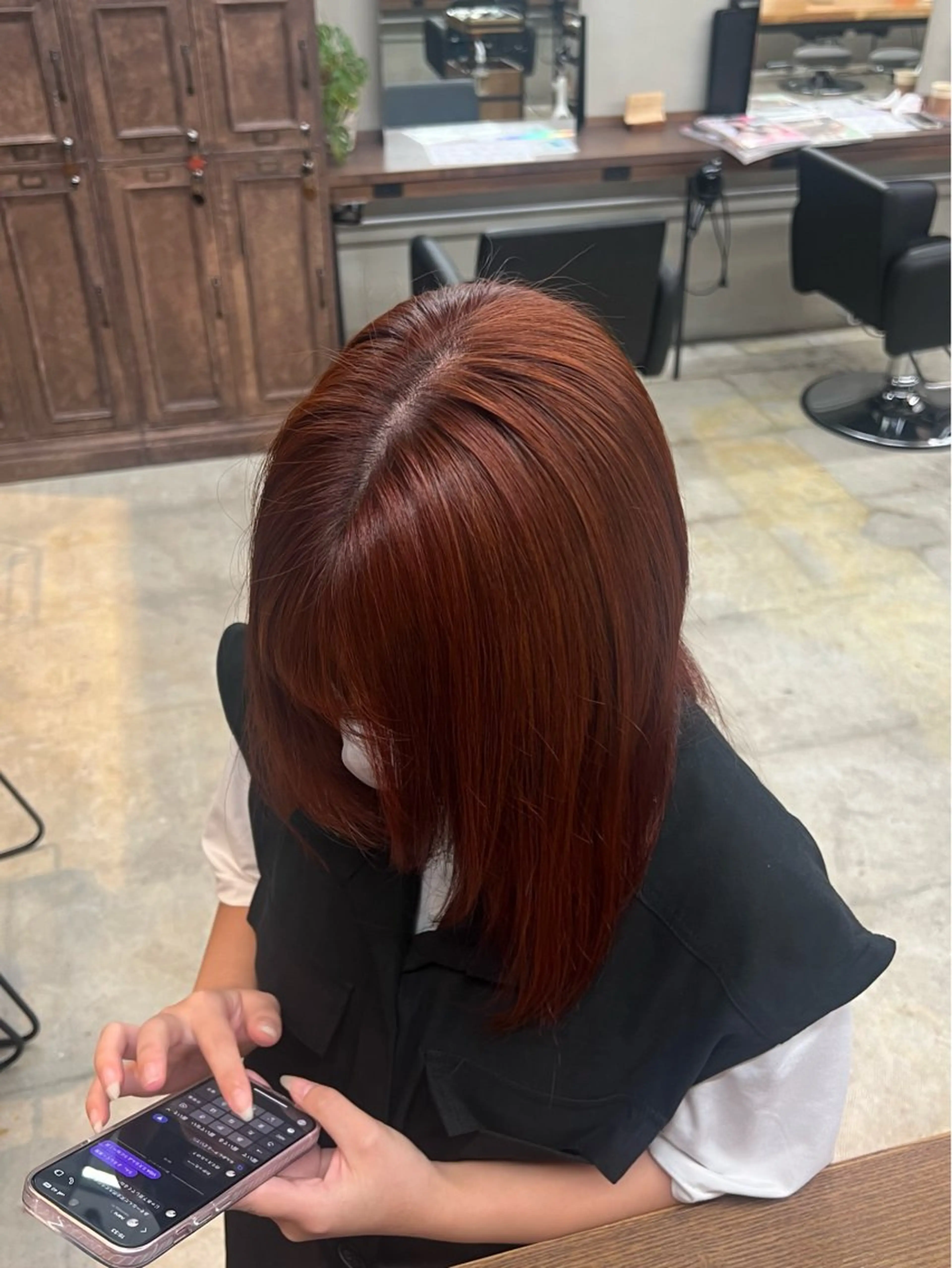 ミディアム カラー ブリーチ オレンジ ヘアカラー トリートメント H 梅田所属・藤本 泰のヘアスタイル