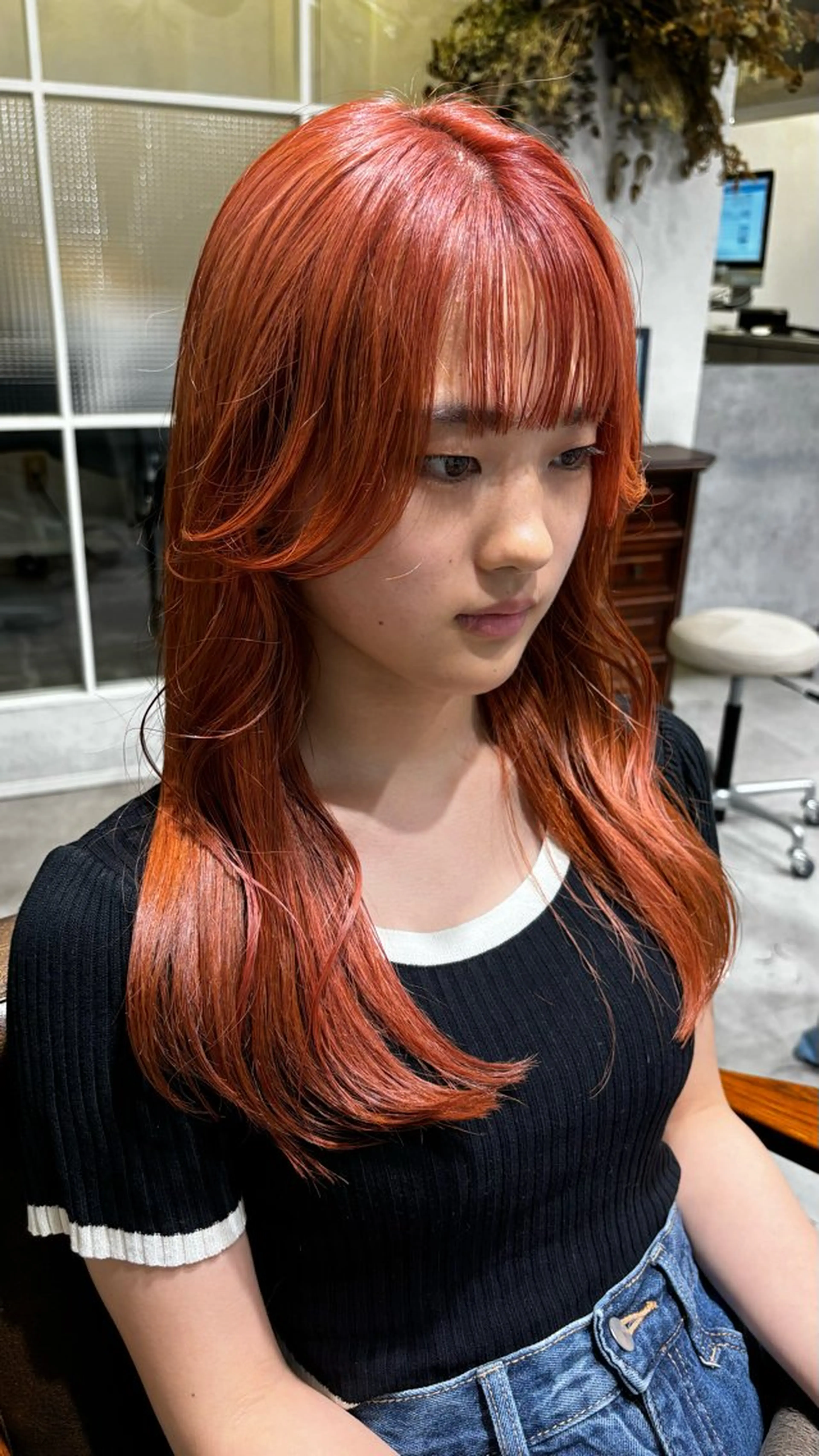 ロング 顔周りカット カット ヘアカラー ﾔﾏｼﾀ ﾘﾘのヘアスタイル