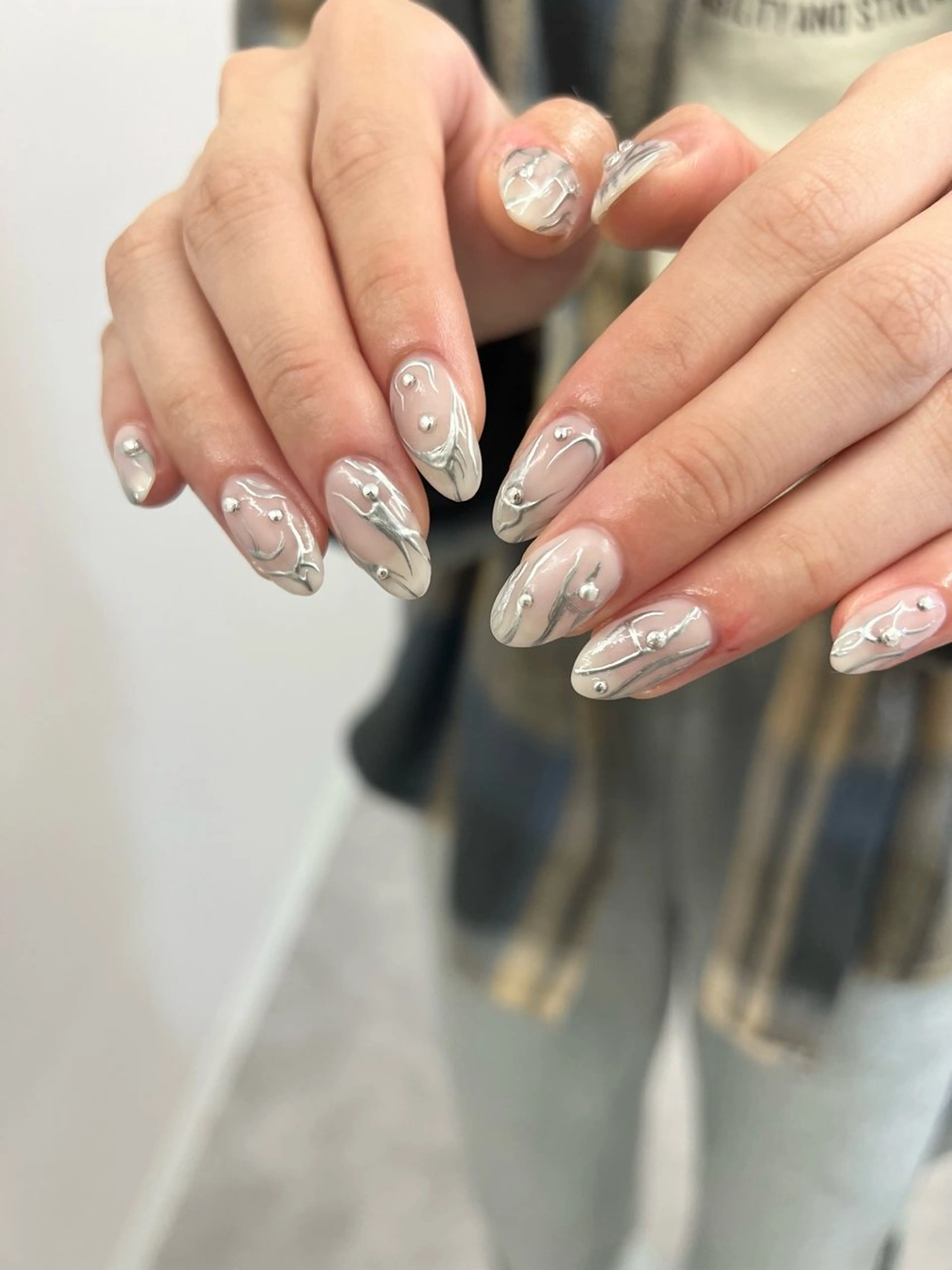 ネイル ジェルネイル マグネットネイル ニュアンスネイル パラジェル リボン ハンドネイル ハンドケア Bana_ Nailのネイルデザイン