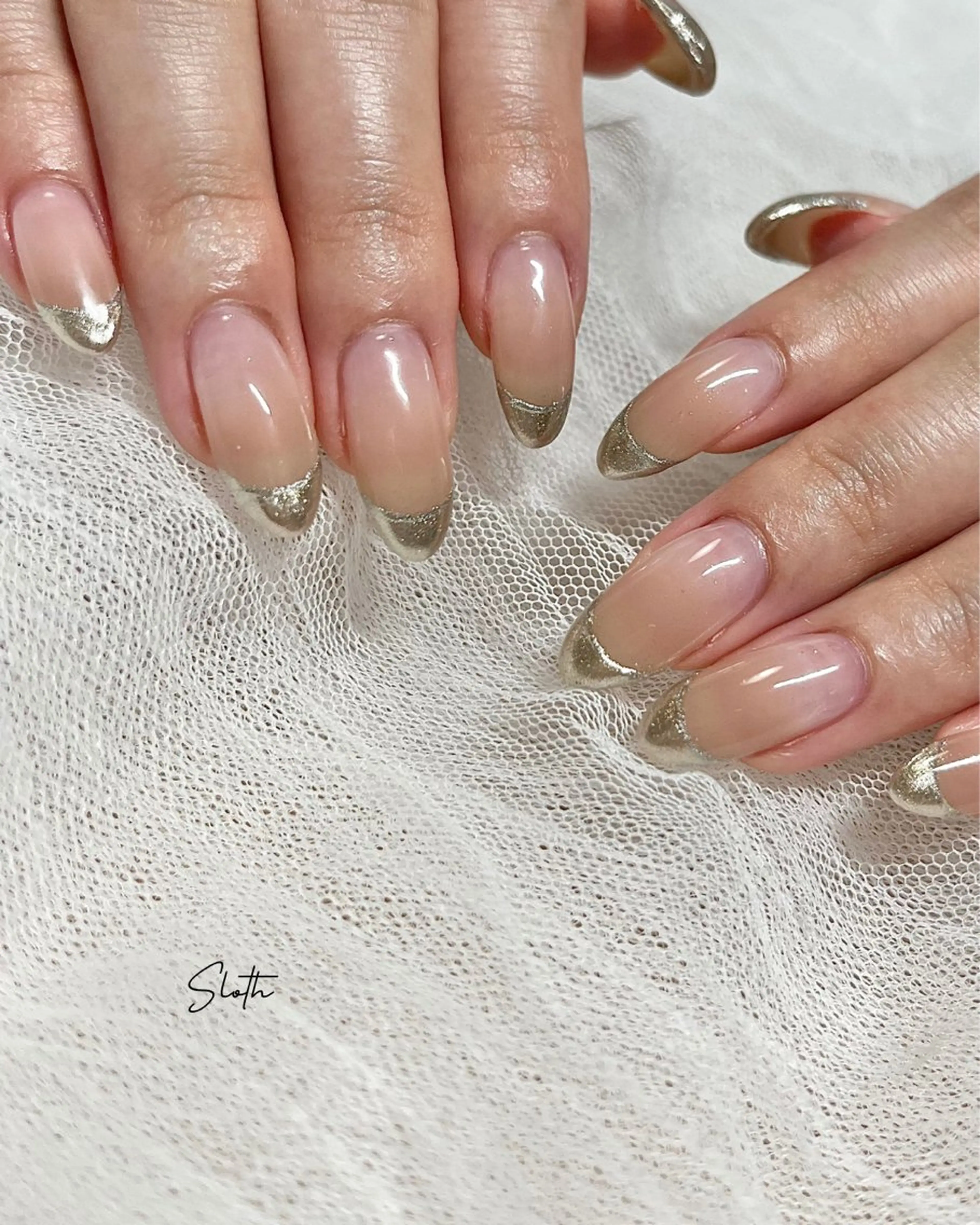 ネイル フレンチネイル ミラーネイル ハンドネイル nail salon slothのネイルデザイン