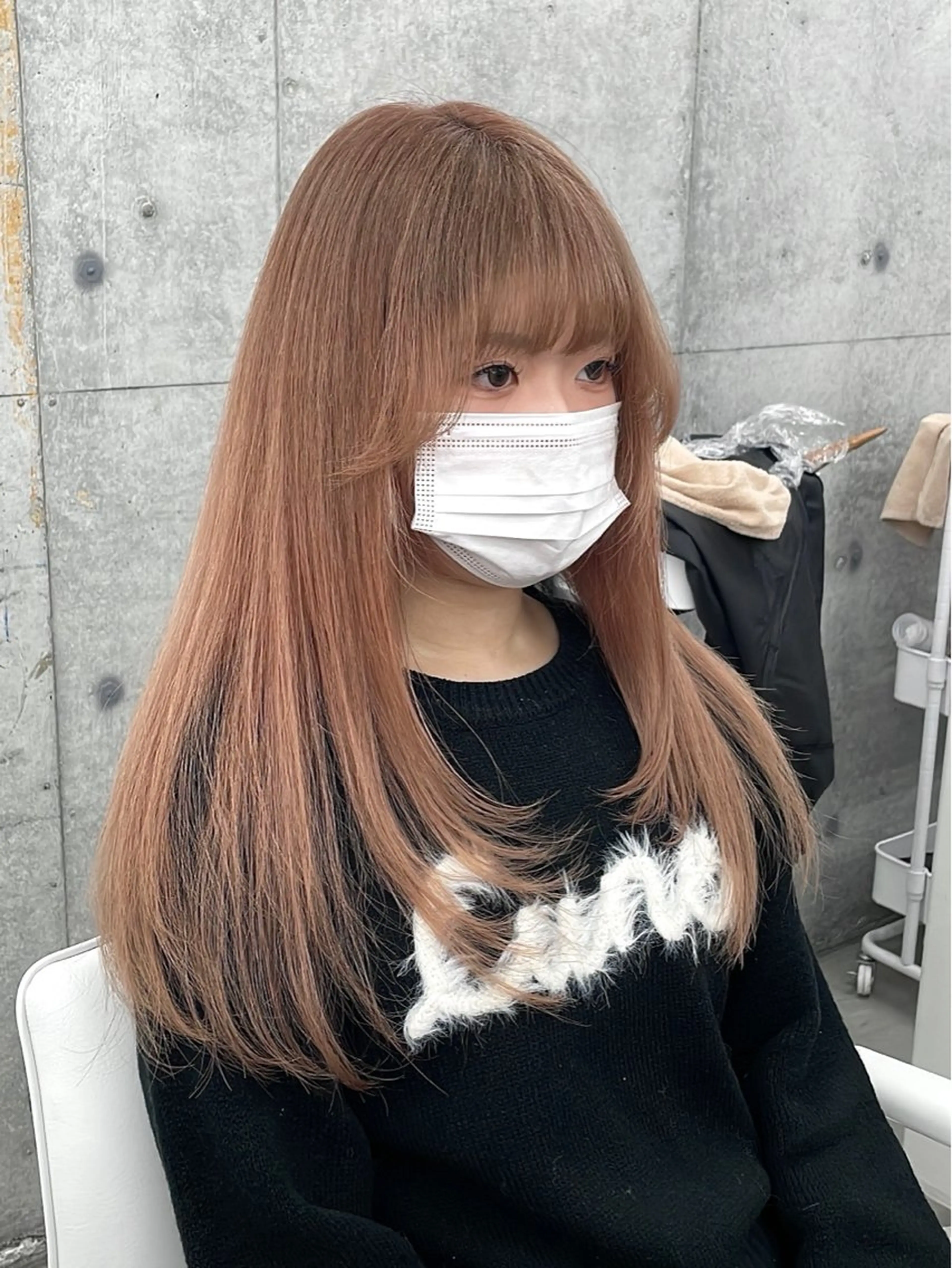 ロング カラー パーマ ヘアアレンジ カット トリートメント ヘアセット パク・ボミン小野リエ 韓国ハーフ🦊のヘアスタイル