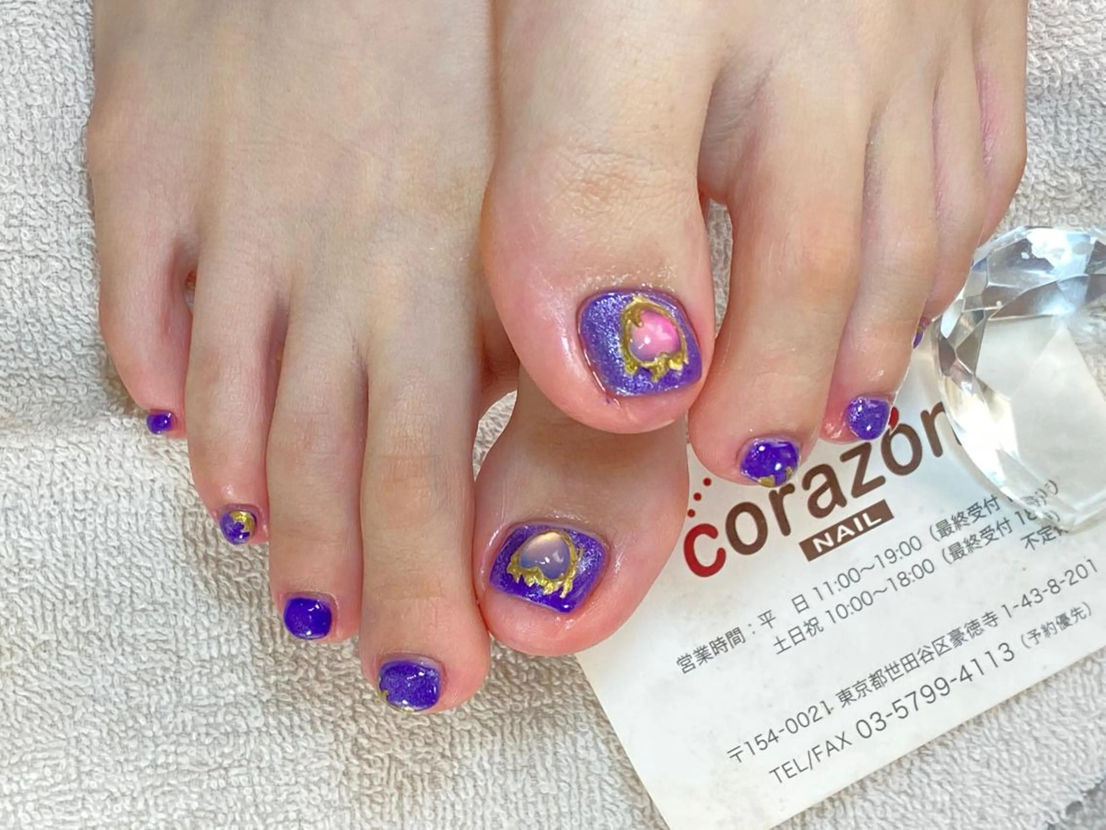 ネイル フットネイル ハート マグネットネイル パープル フットネイル corazon所属・ネイリスト aicoのネイルデザイン