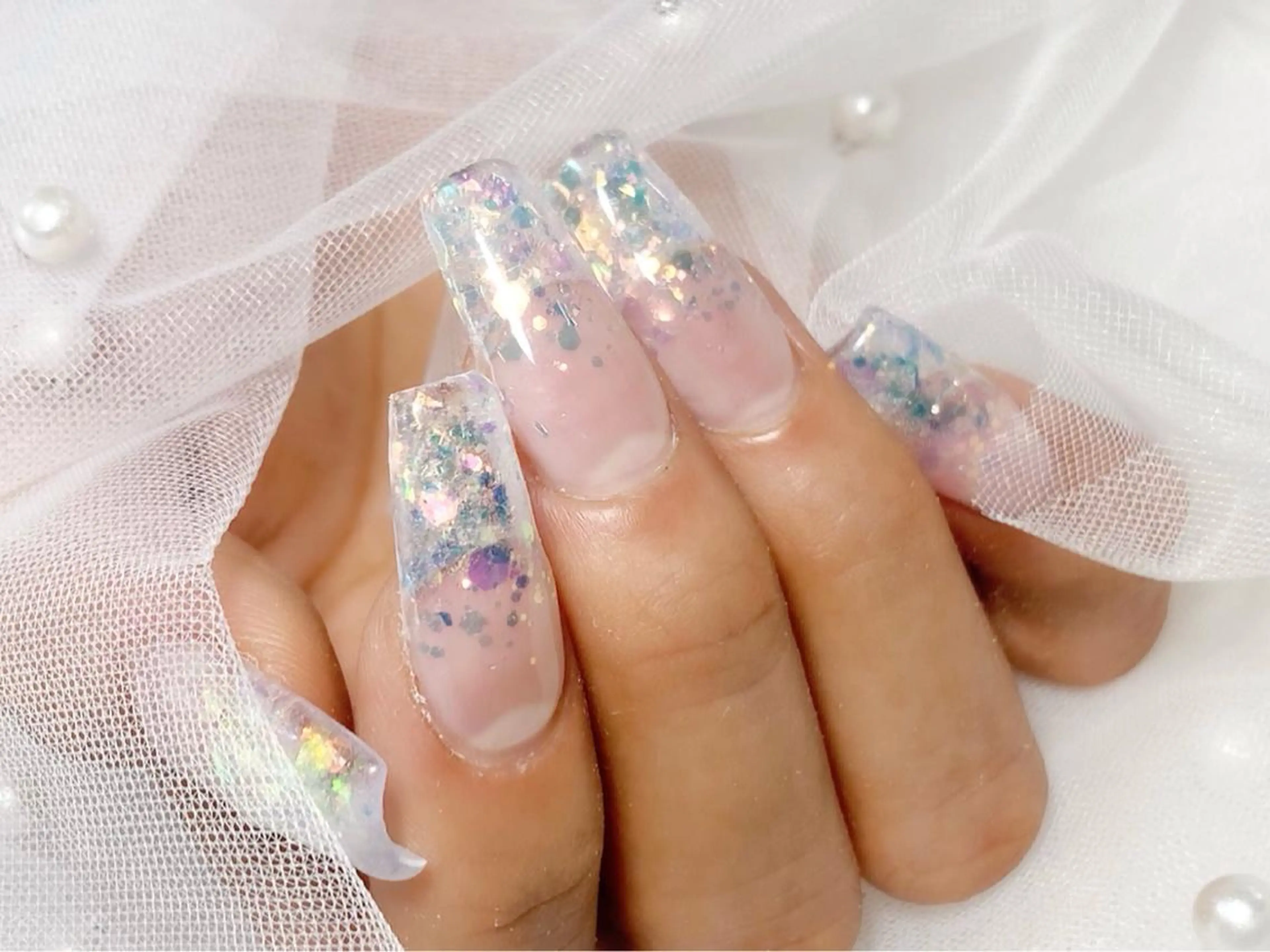 ネイル グラデーション ラメ(グリッター) ラメグラデーション スカルプネイル Bitty yurine🎀のネイルデザイン