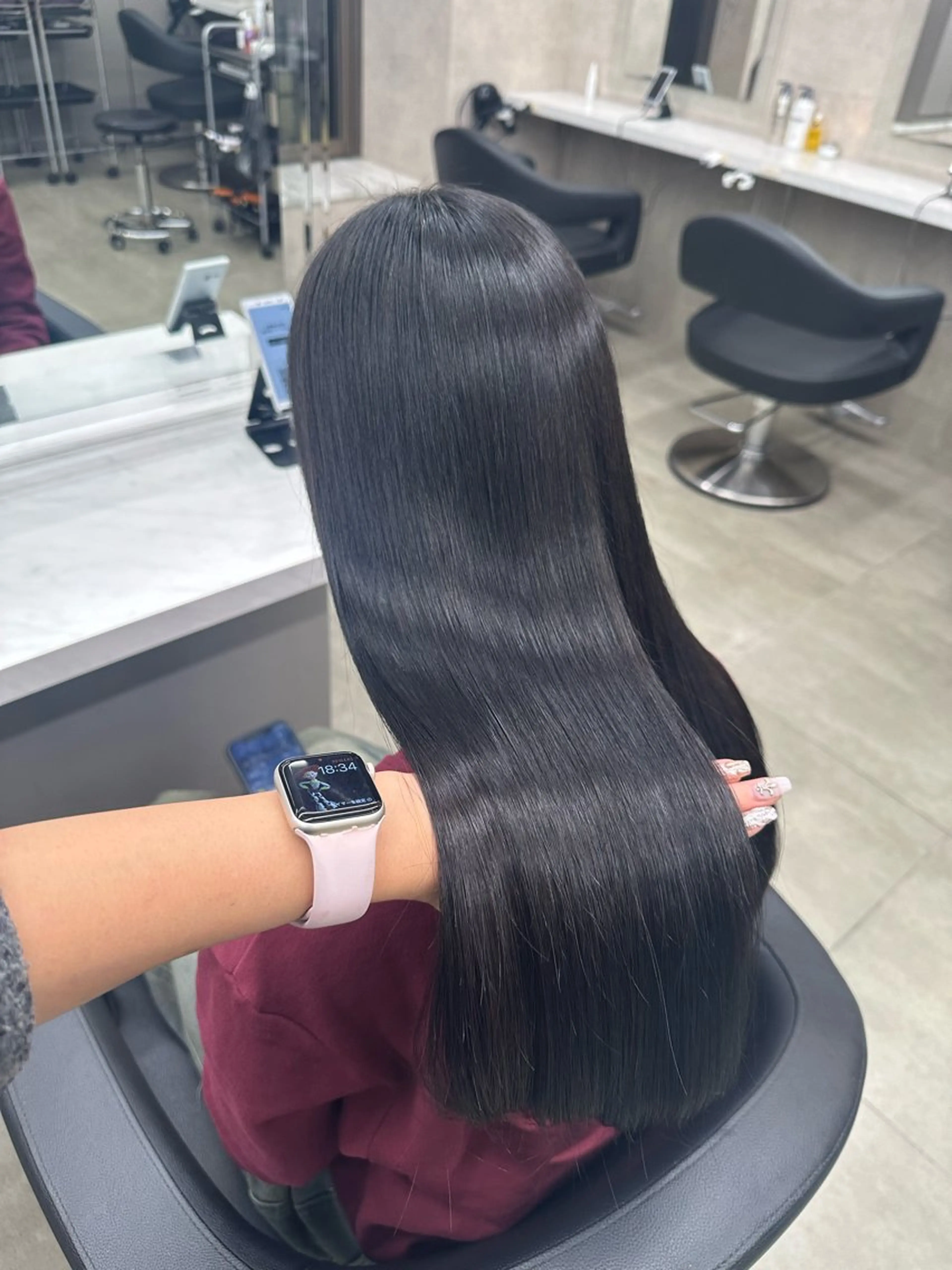 ロング カラー ベージュカラー 黒髪 ブリーチ ブルーカラー ブルーブラック 🪞ハイトーン🪞 🤍waka🤍のヘアスタイル