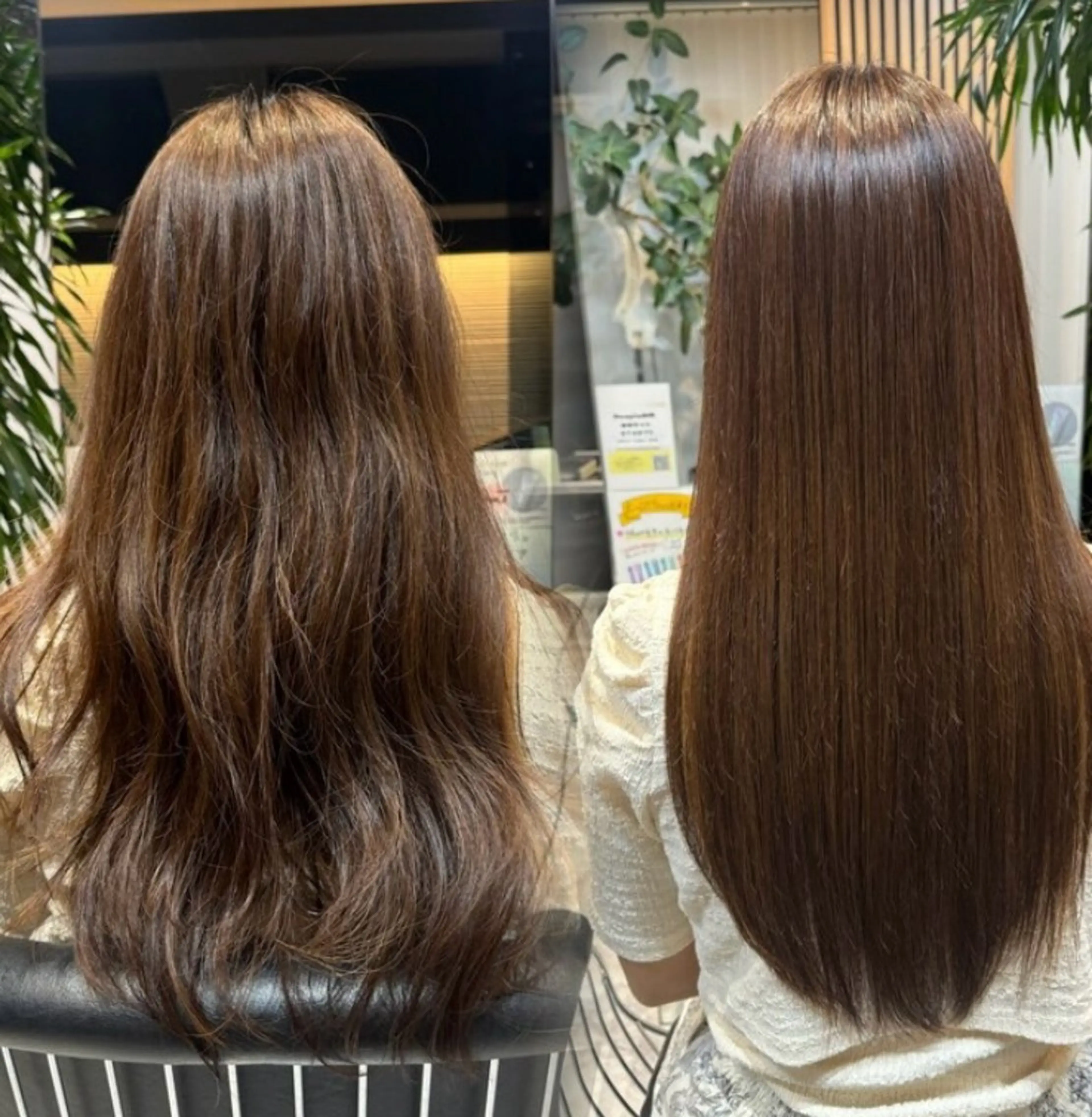 ロング カット ヘアカラー 縮毛矯正 トリートメント 縮毛矯正/酸性ストレ ート/艶カラー/堅田のヘアスタイル