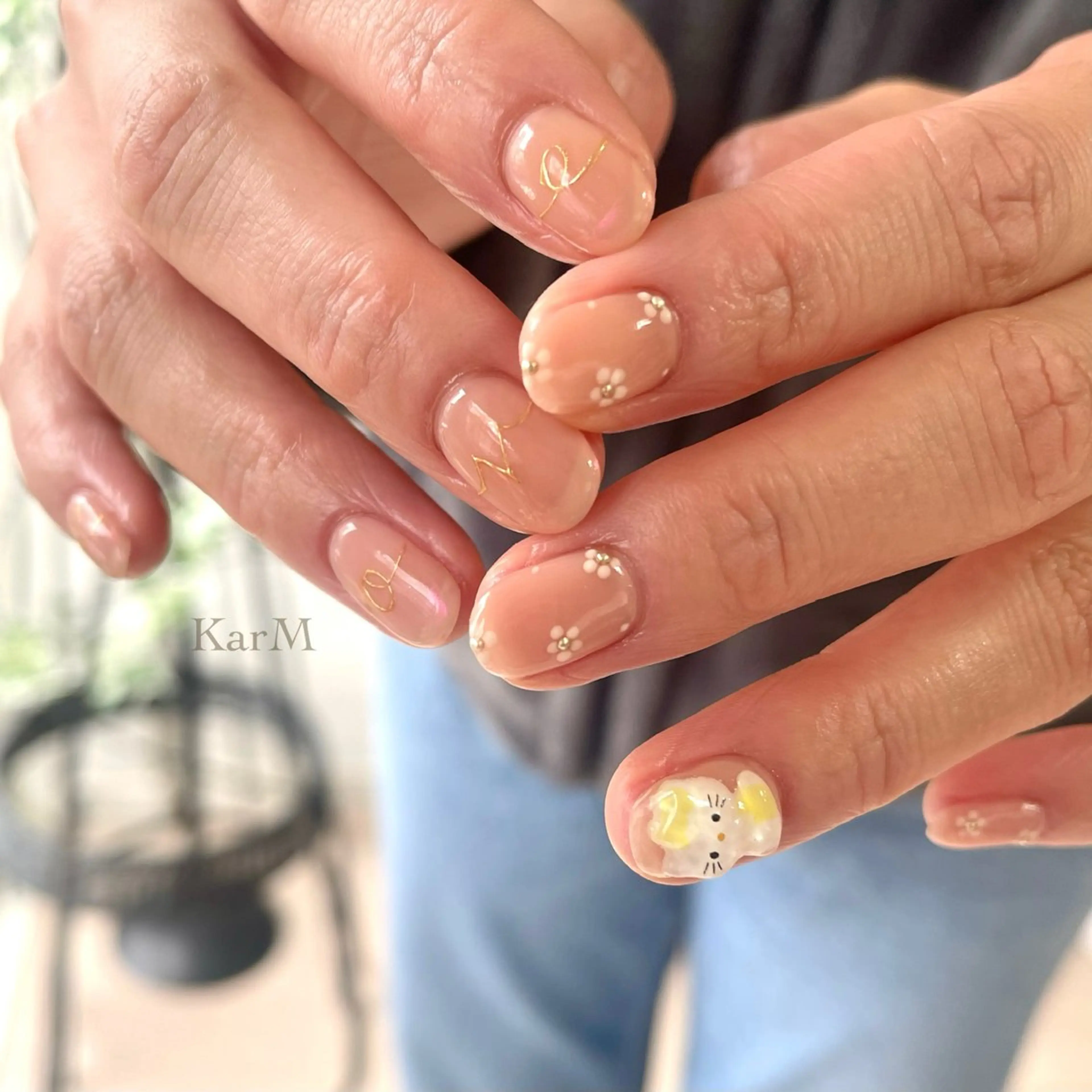 ネイル アートネイル オーロラネイル チークネイル フレンチネイル 韓国ネイル ハンドネイル ogino karinのネイルデザイン