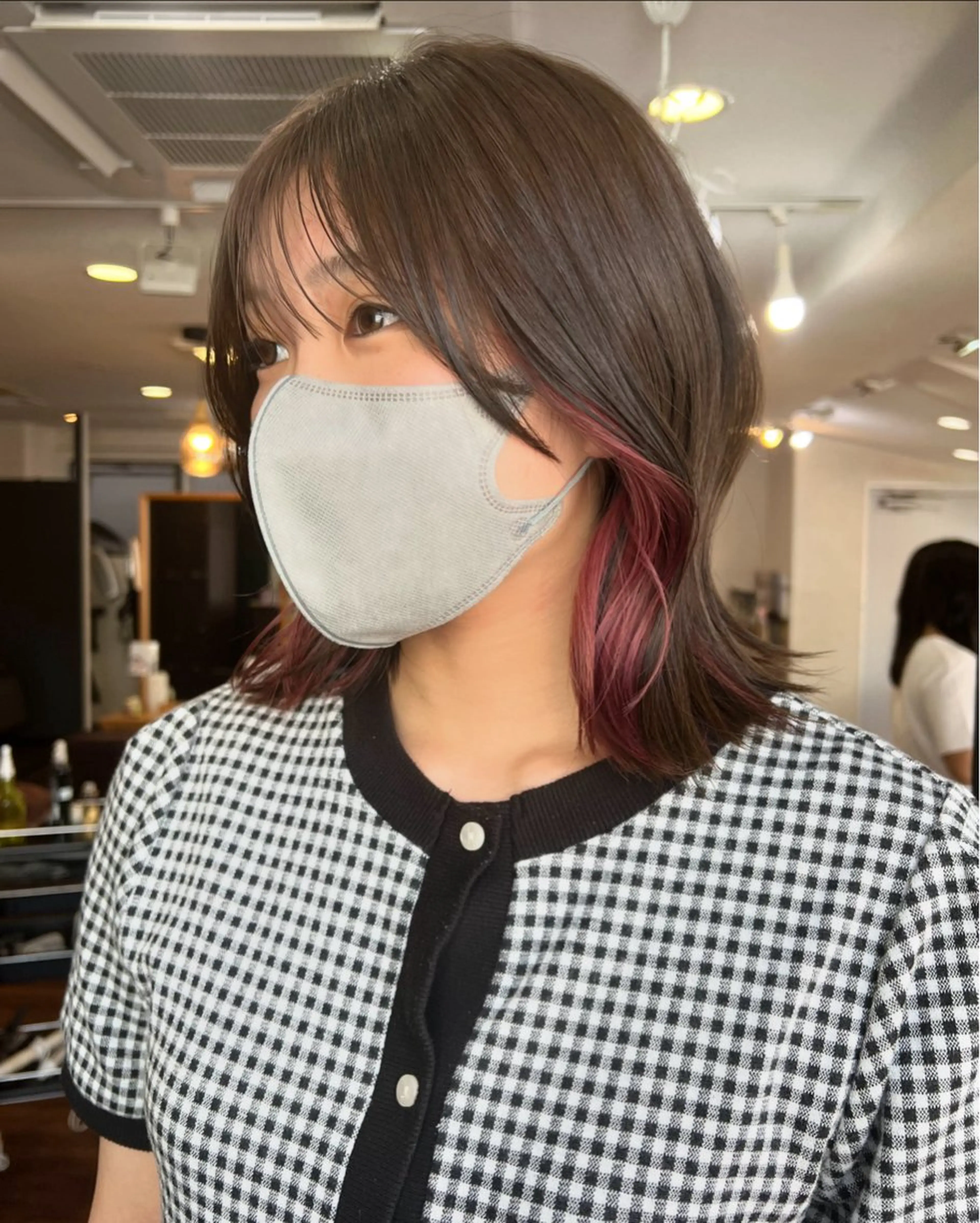 ミディアム カラー ベージュカラー イヤリングカラー オリーブベージュ ピンクカラー 韓国ヘア 🎀華澄のヘアスタイル