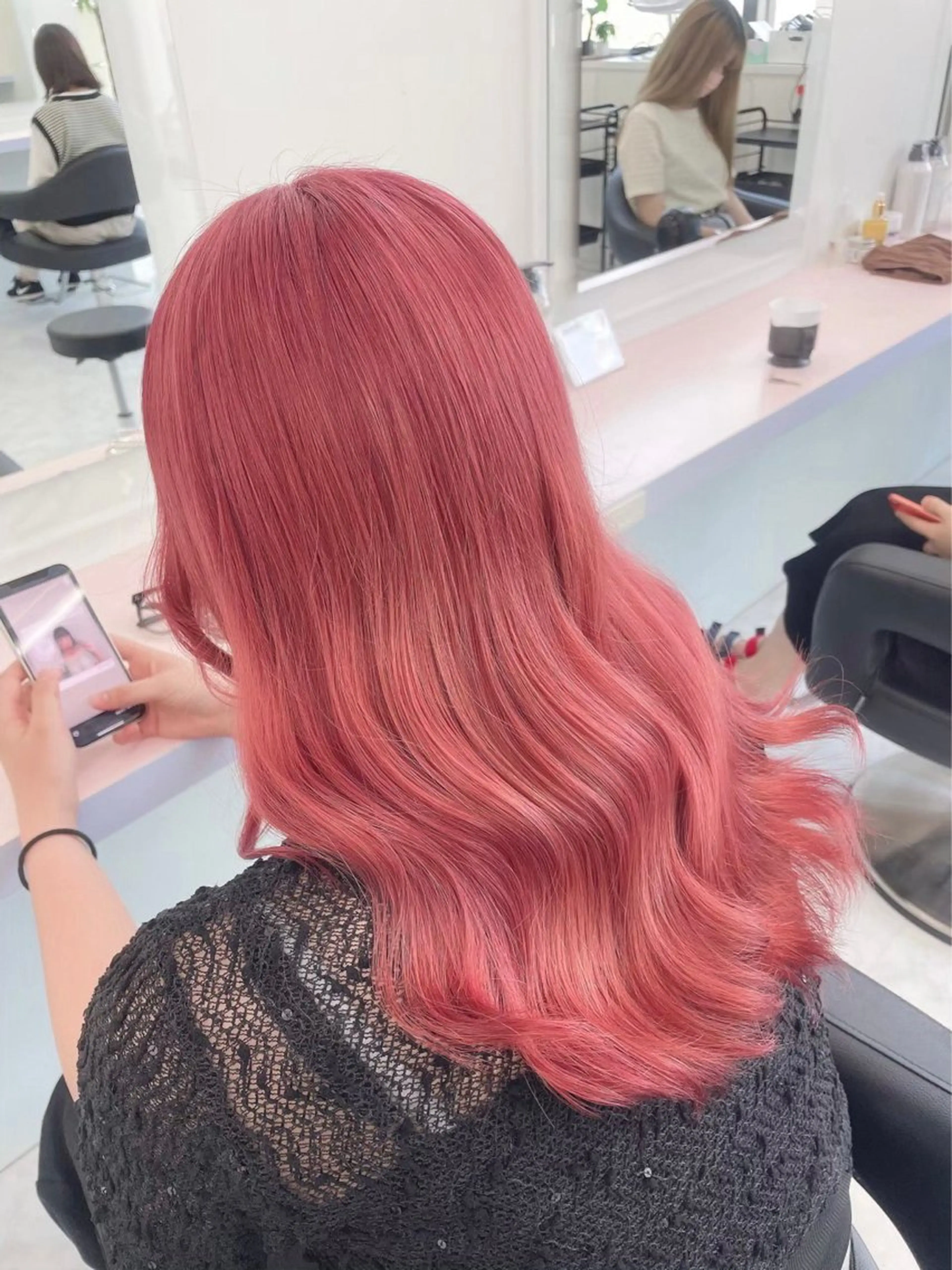 セミロング カラー ピンクカラー カット ヘアカラー ヘッドスパ ヘアセット ♡ブリーチカラー♡ Mirioのヘアスタイル