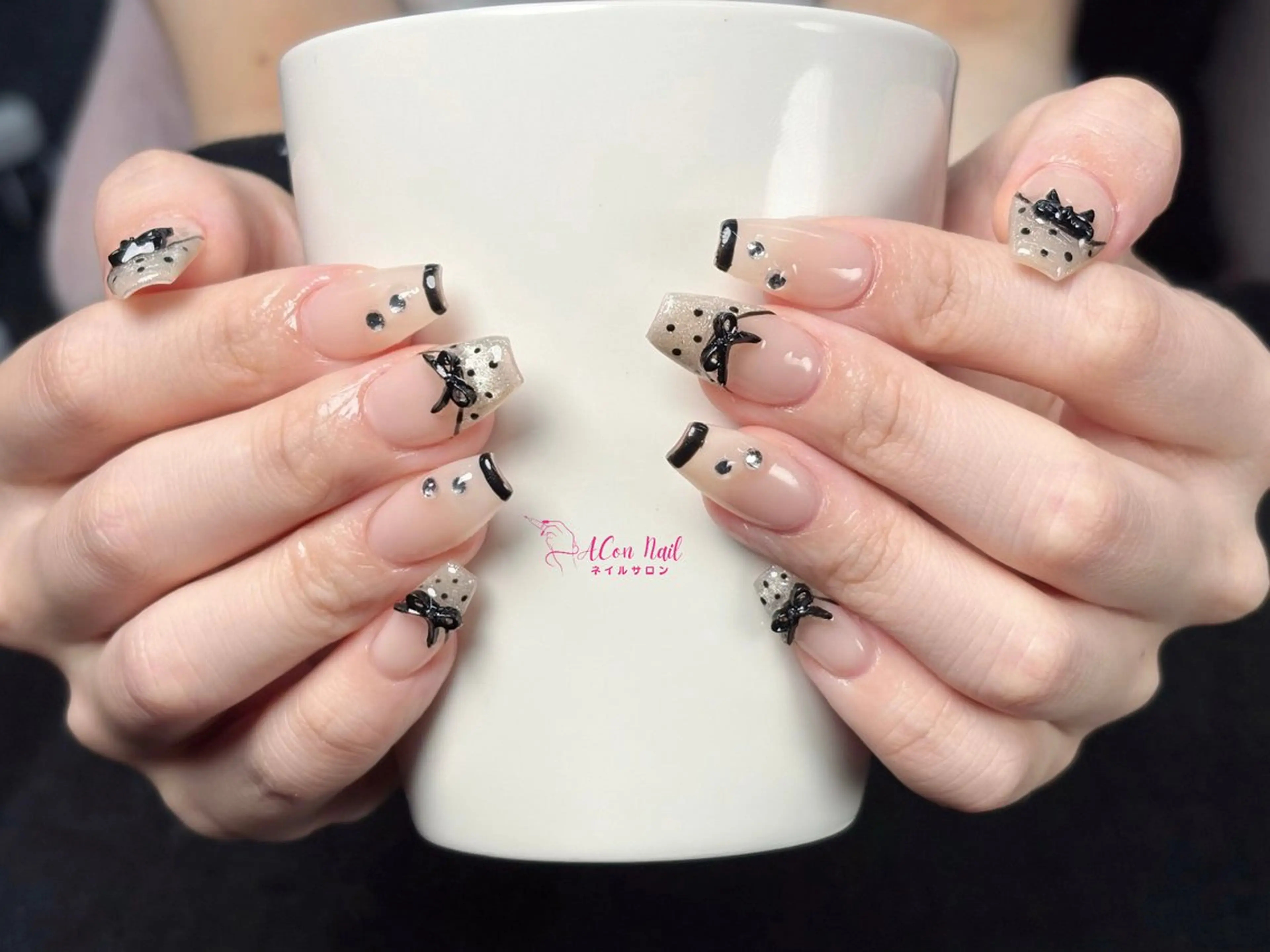 ネイル 桜ネイル 長さ出し フラワーネイル フレンチネイル ジェルネイル ハンドネイル AConNailSalon所属・ACon NailSalonのネイルデザイン