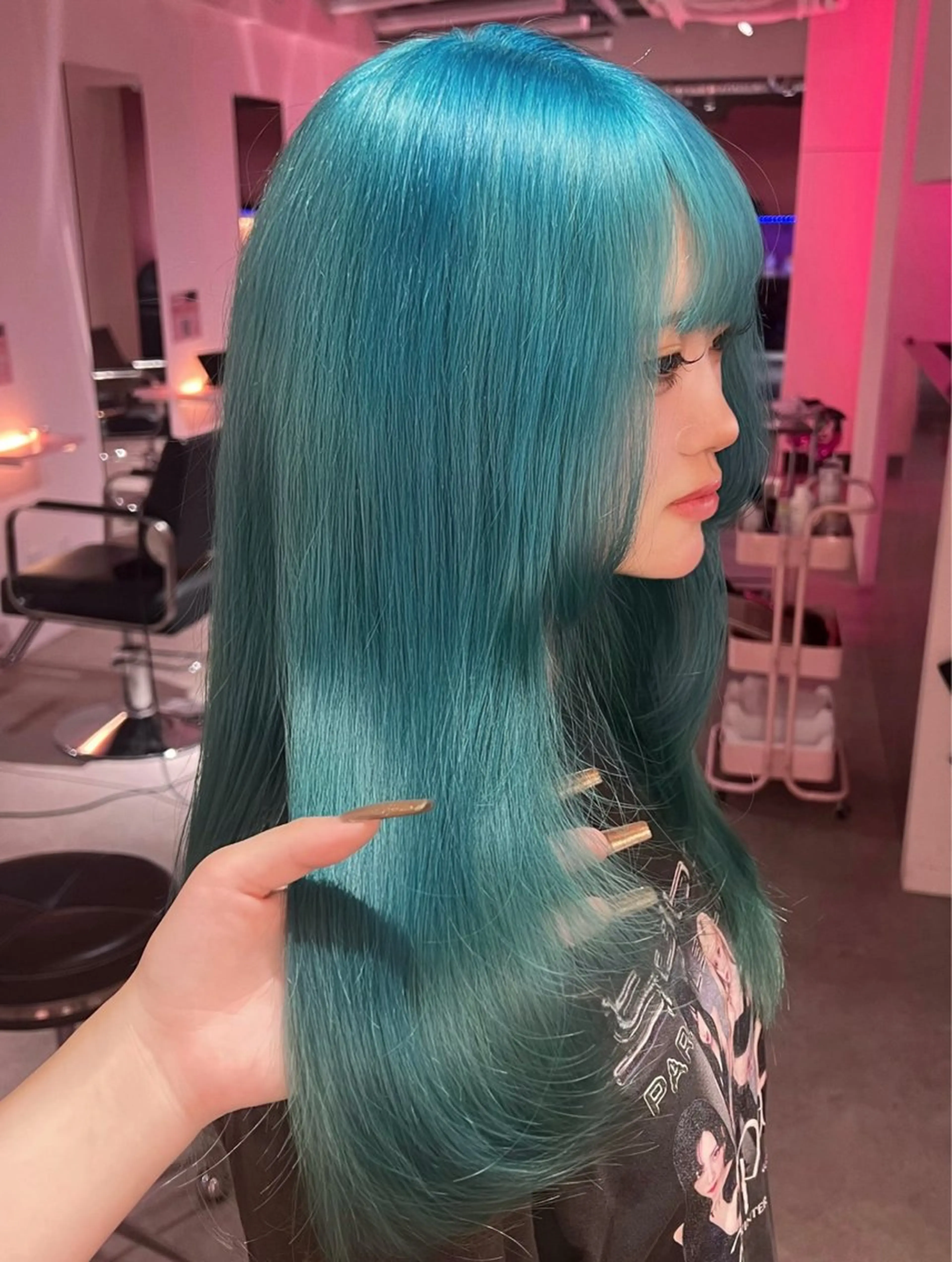 ロング ヘアカラー トリートメント sara/名古屋/ワ ンカラー/ハイトーンのヘアスタイル