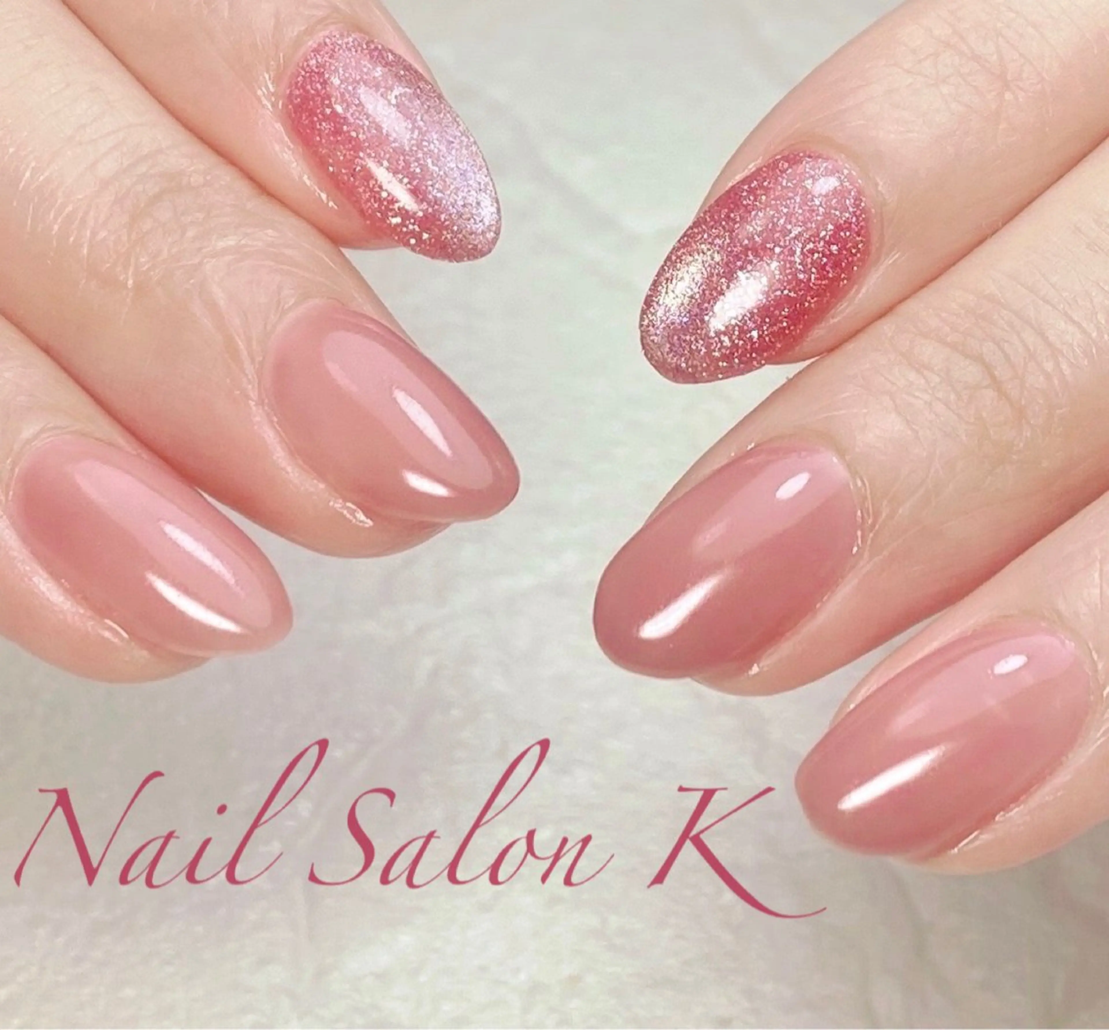 ネイル フラッシュネイル マグネットネイル ピンク ハンドネイル Nail Salon K 🧸美爪育成のネイルデザイン