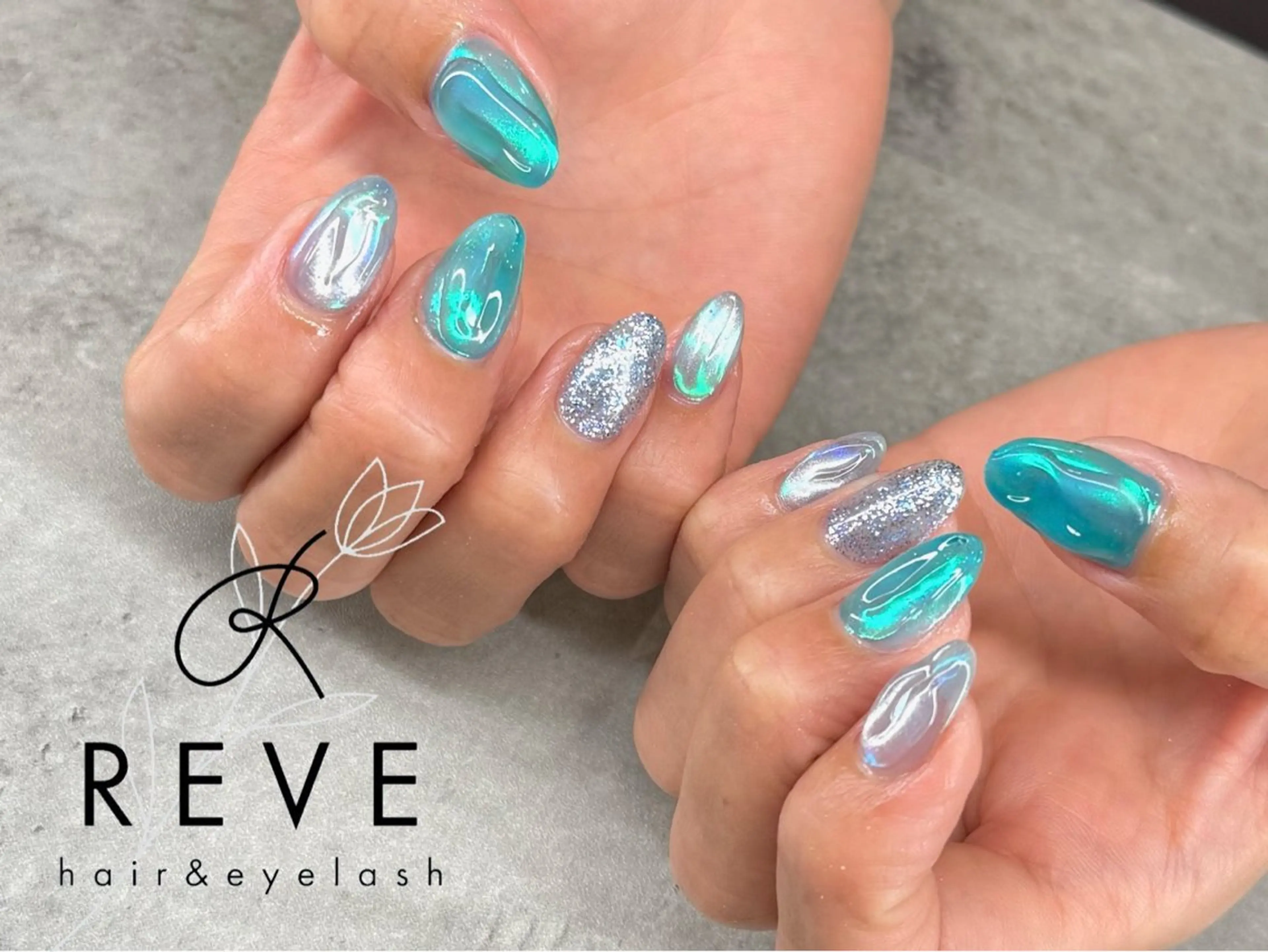ネイル ブルー ハンドネイル REVE アイのネイルデザイン
