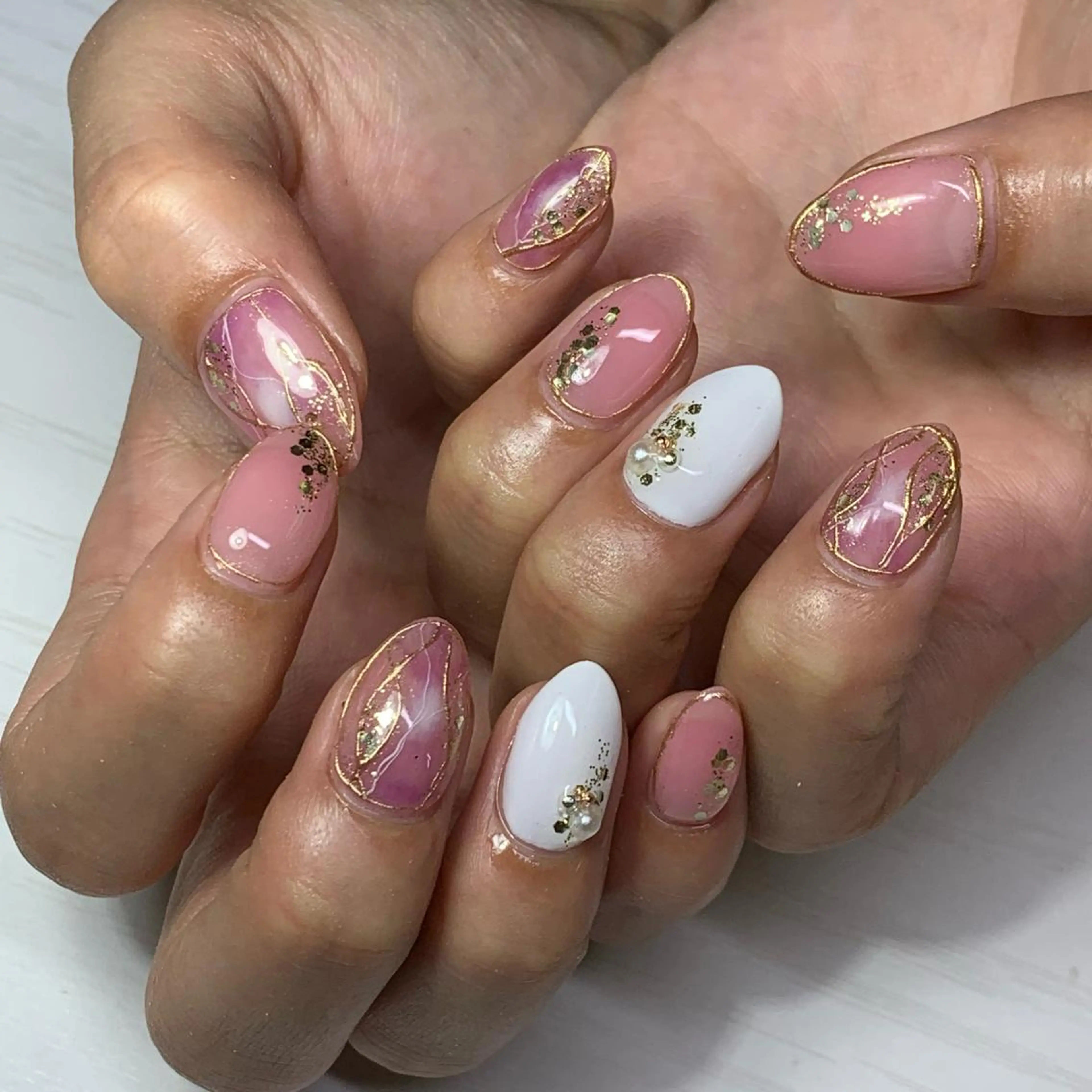 ネイル ハンドネイル καρδιά -ｶﾙﾃﾞｨｱ-のネイルデザイン