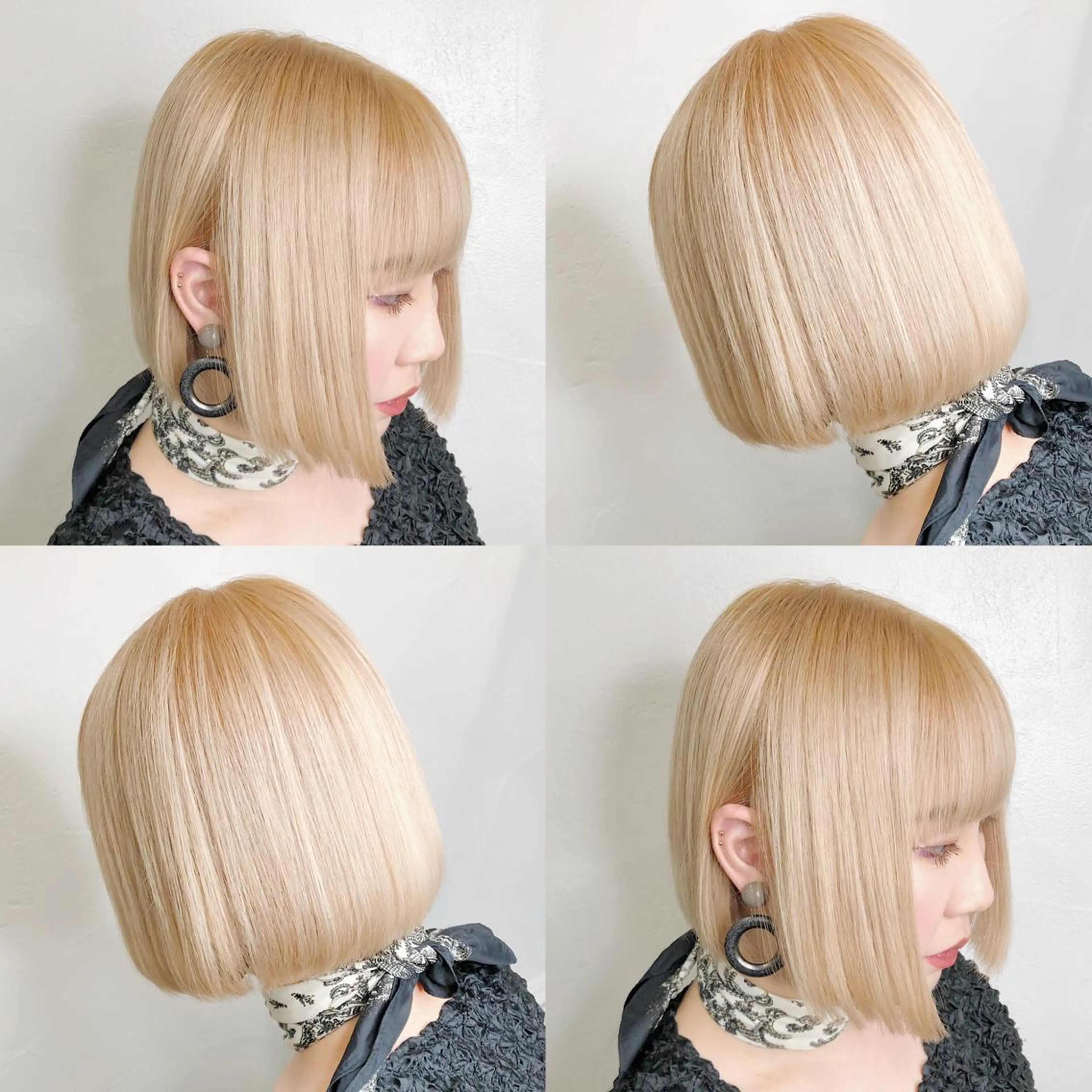 ショート カラー ヘアアレンジ メンズ キッズ ブロンド ホワイトブロンド ヘアカラー トリートメント 💟Chloe原宿店 🩶ハイトーンのヘアスタイル