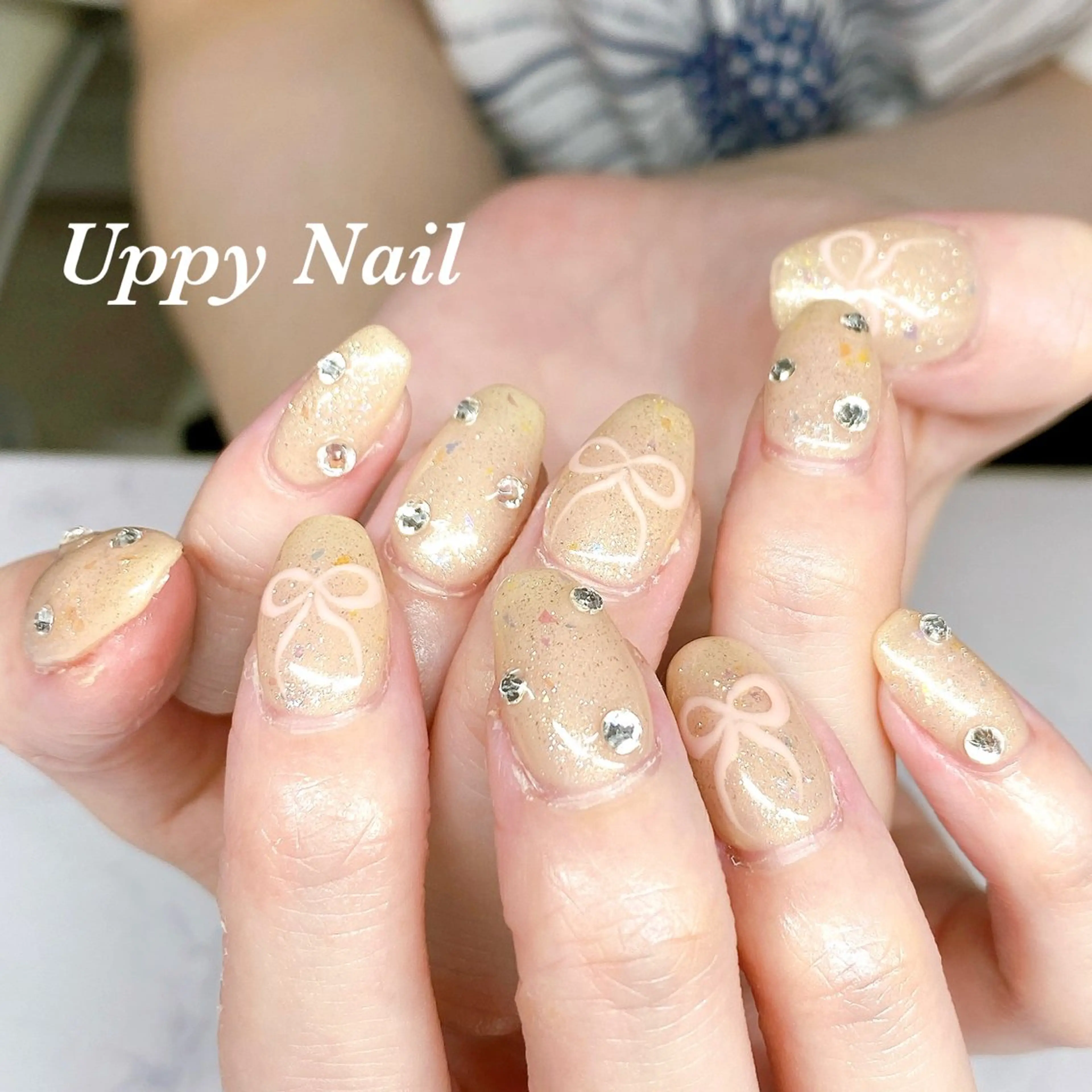 ネイル パステルネイル ピンク リボン ハンドネイル Uppy Nail ukyoのネイルデザイン
