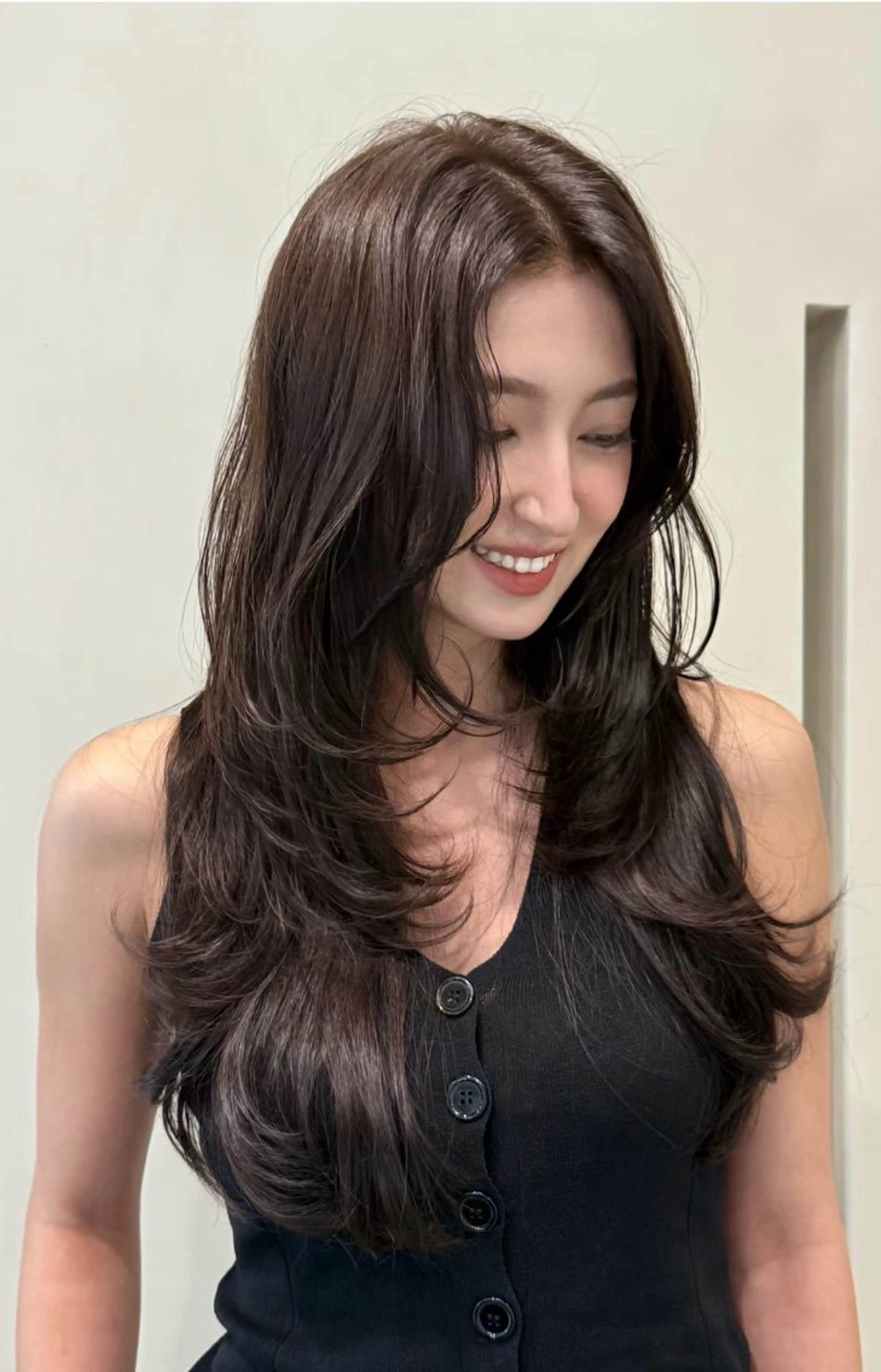 ロング カラー 透明感カラー 韓国風ヘア レイヤーカット カット ヘアカラー トリートメント ヘアセット ARMONY表参道店所属・韓国風レイヤーカラー ライムのヘアスタイル