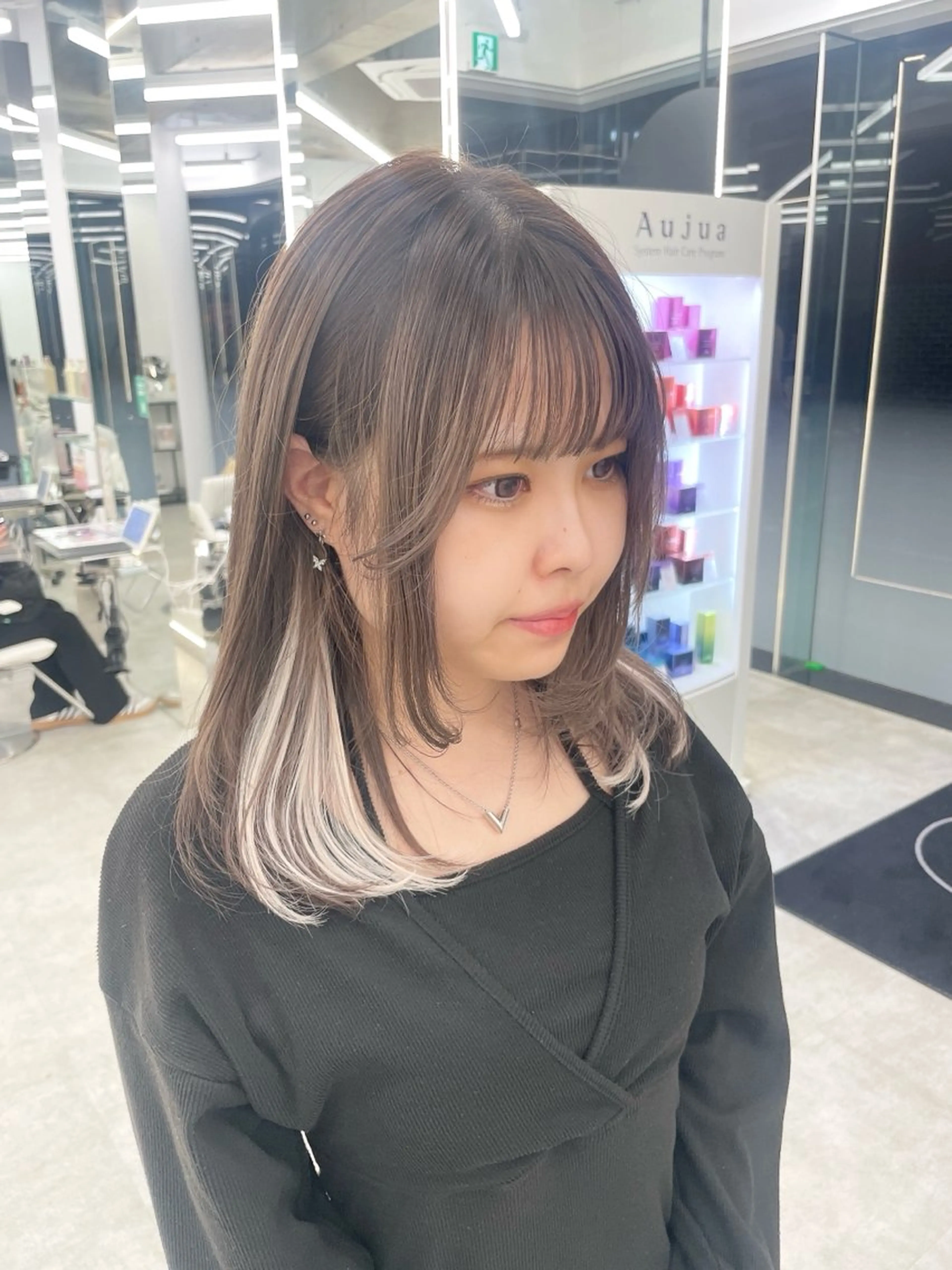 セミロング カラー ヘアアレンジ エクステ 【Brown】おじま のぞみのヘアスタイル