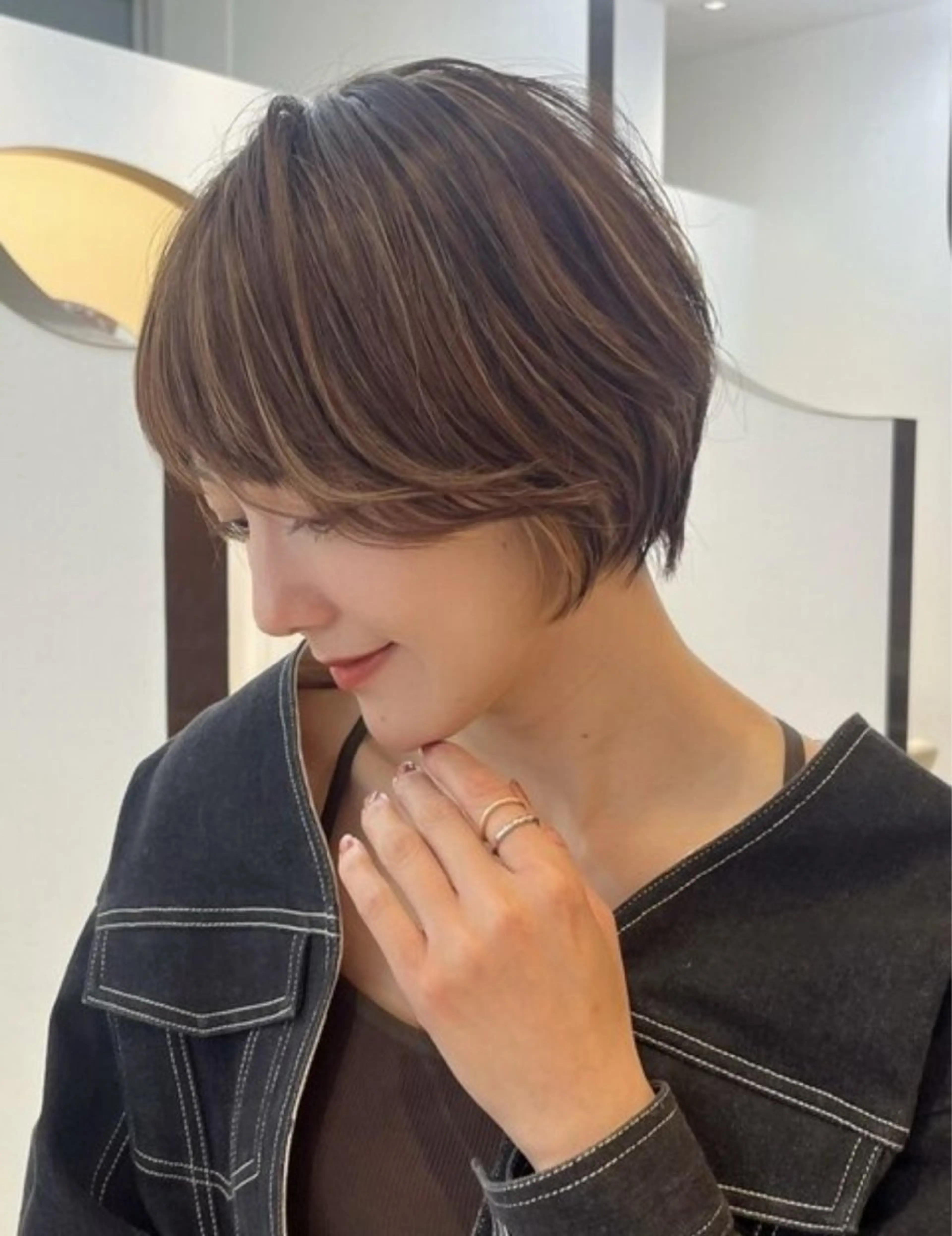 ショート カラー 似合わせショート/ ハイライト/我如古のヘアスタイル