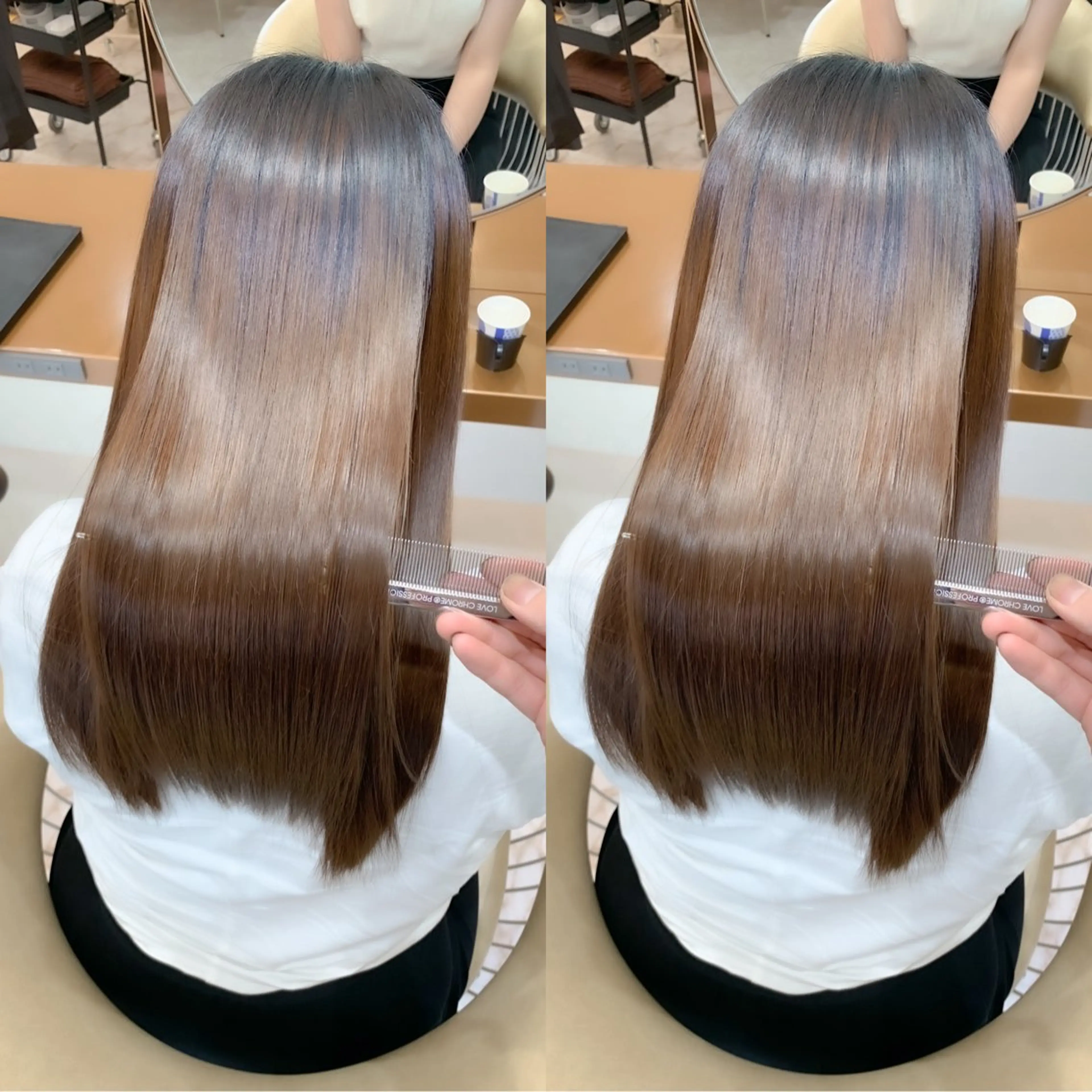 ミディアム カラー パーマ 朝が楽になる🔴 縮毛矯正🍎カイトのヘアスタイル