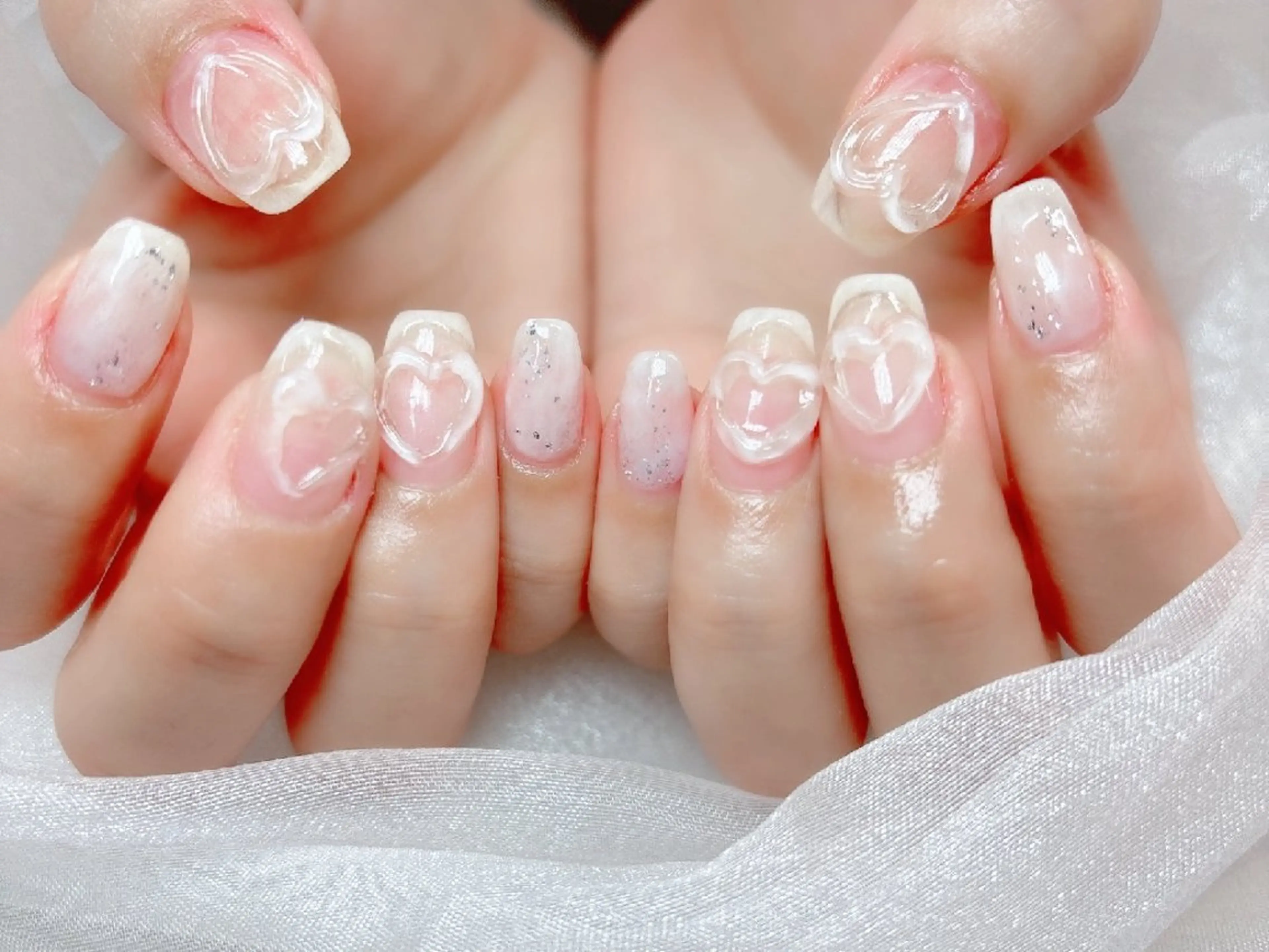 ネイル チークネイル 長さ出し フラッシュネイル フレンチネイル ジェルネイル Chouette Nailのネイルデザイン