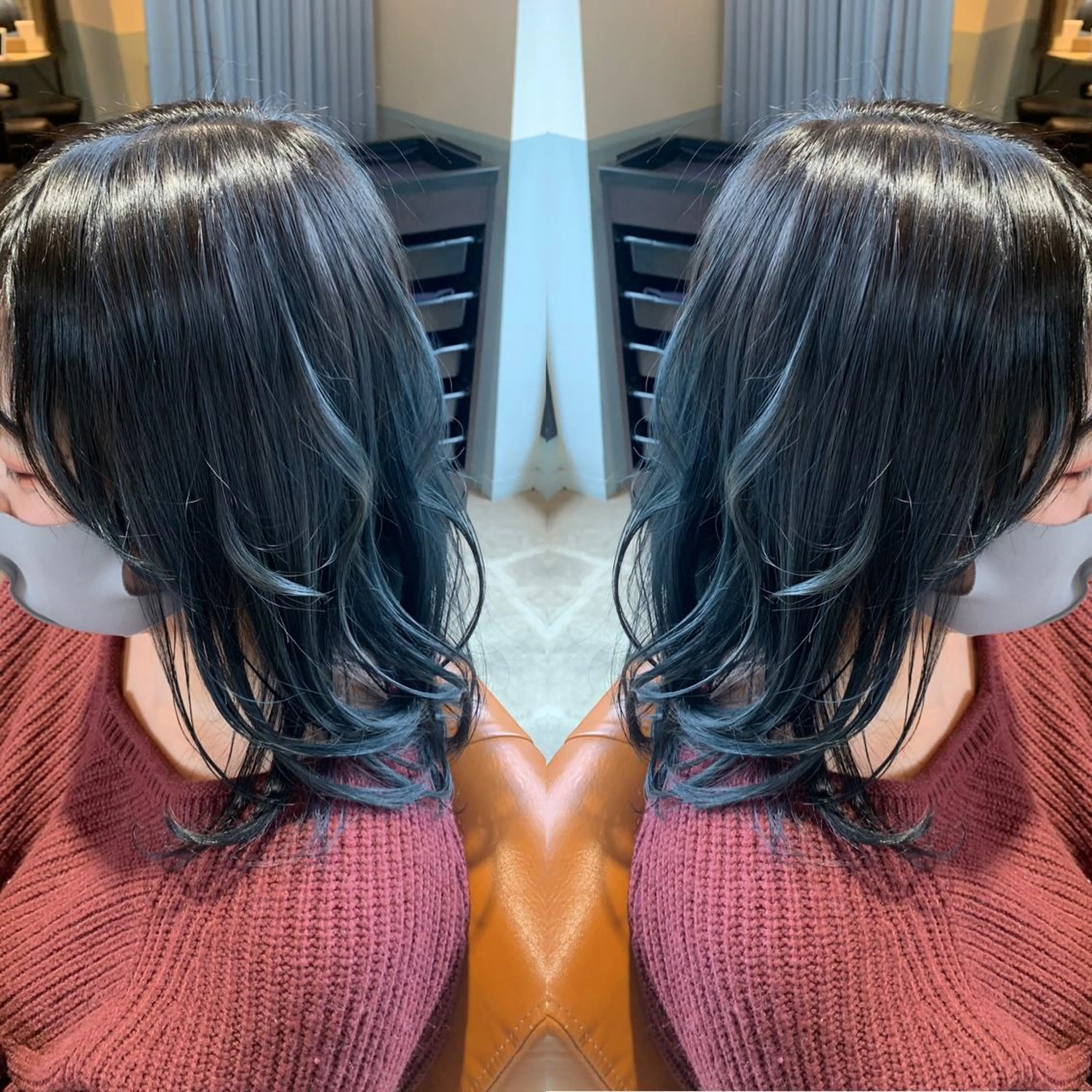 セミロング カラー ブルーカラー ブルージュ 韓国🇰🇷 ✂︎hair 内田愛のヘアスタイル